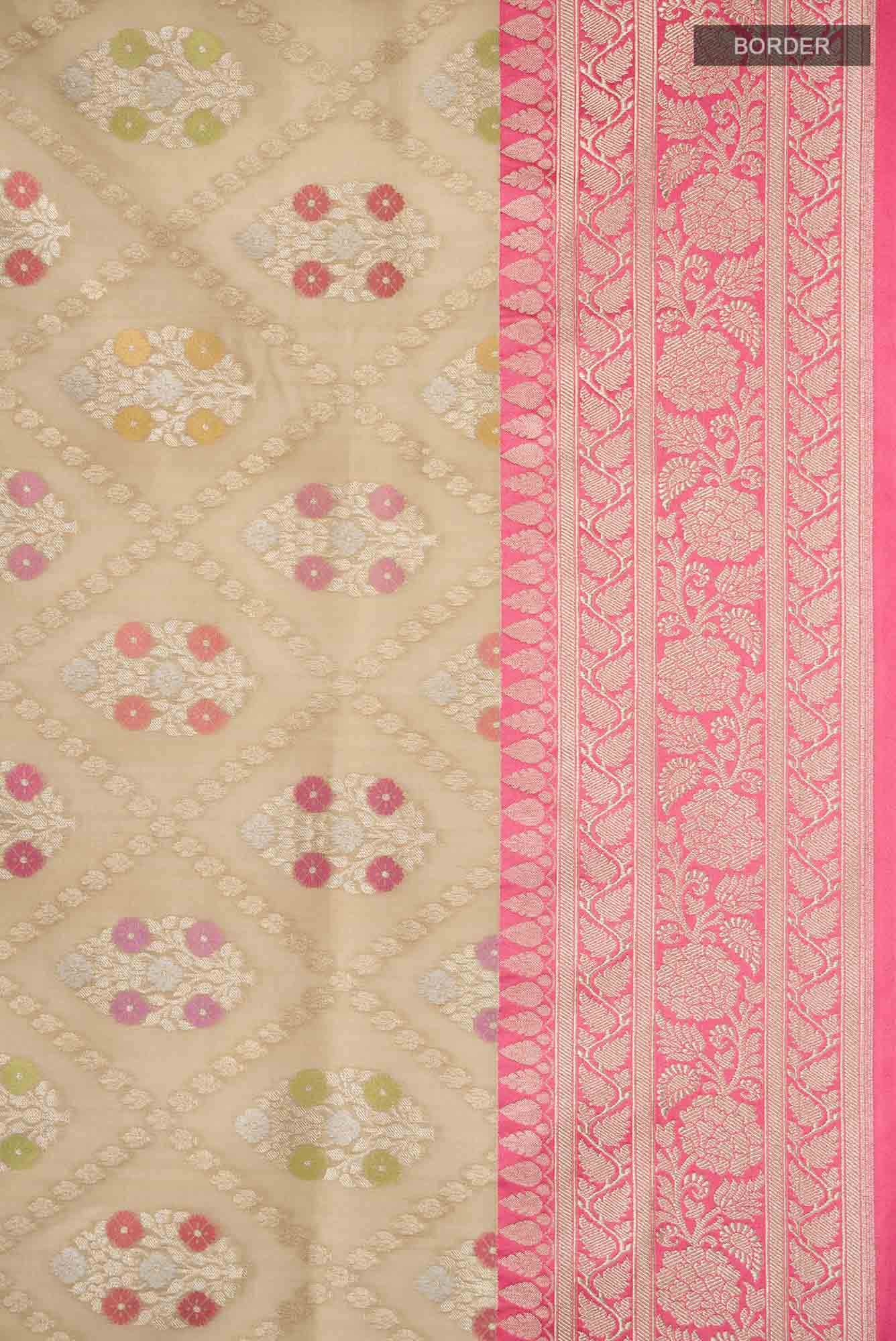 Beige Banarasi Silk Saree