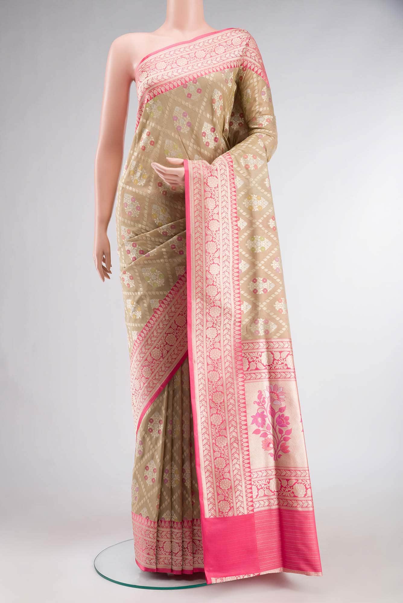 Beige Banarasi Silk Saree