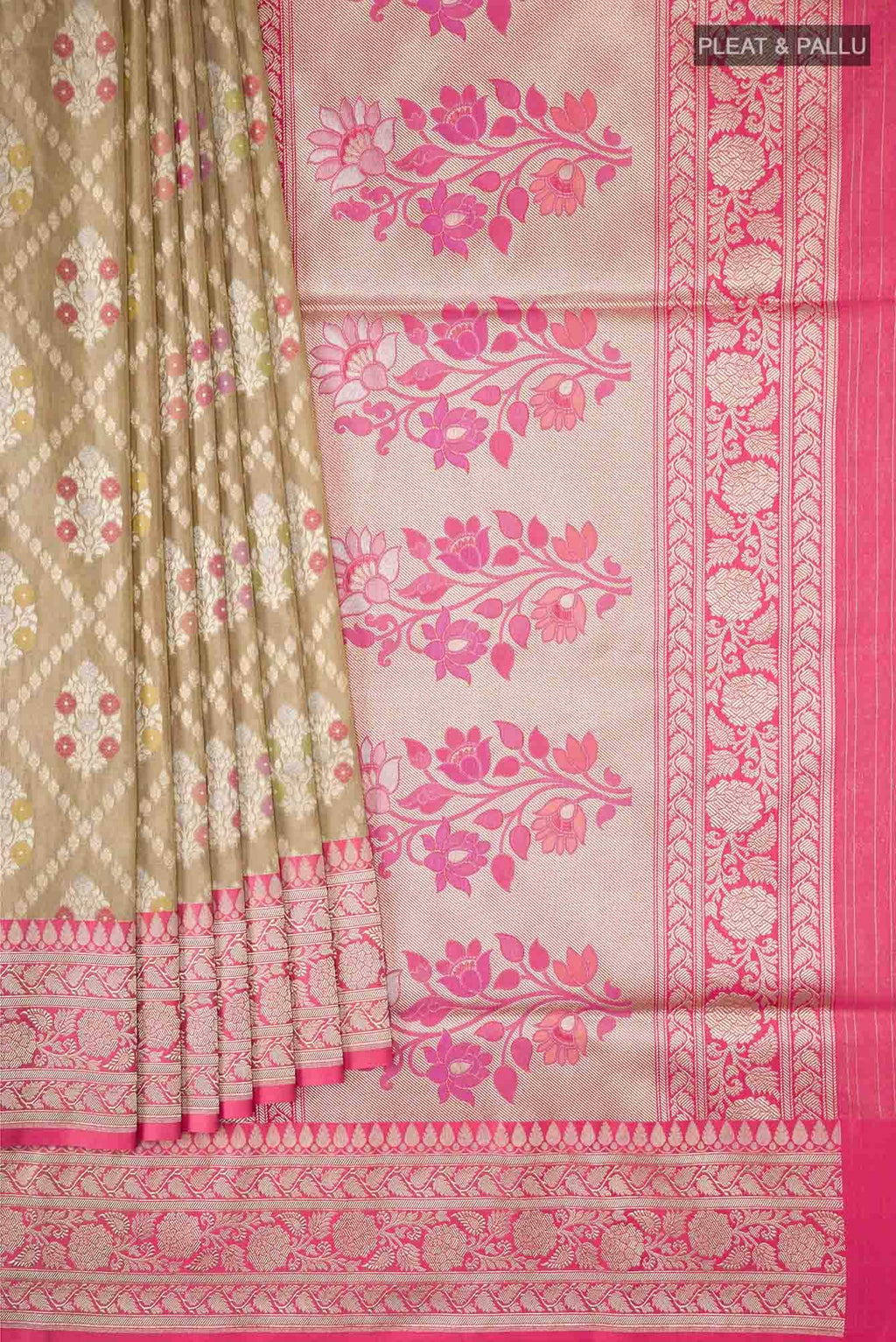Beige Banarasi Silk Saree