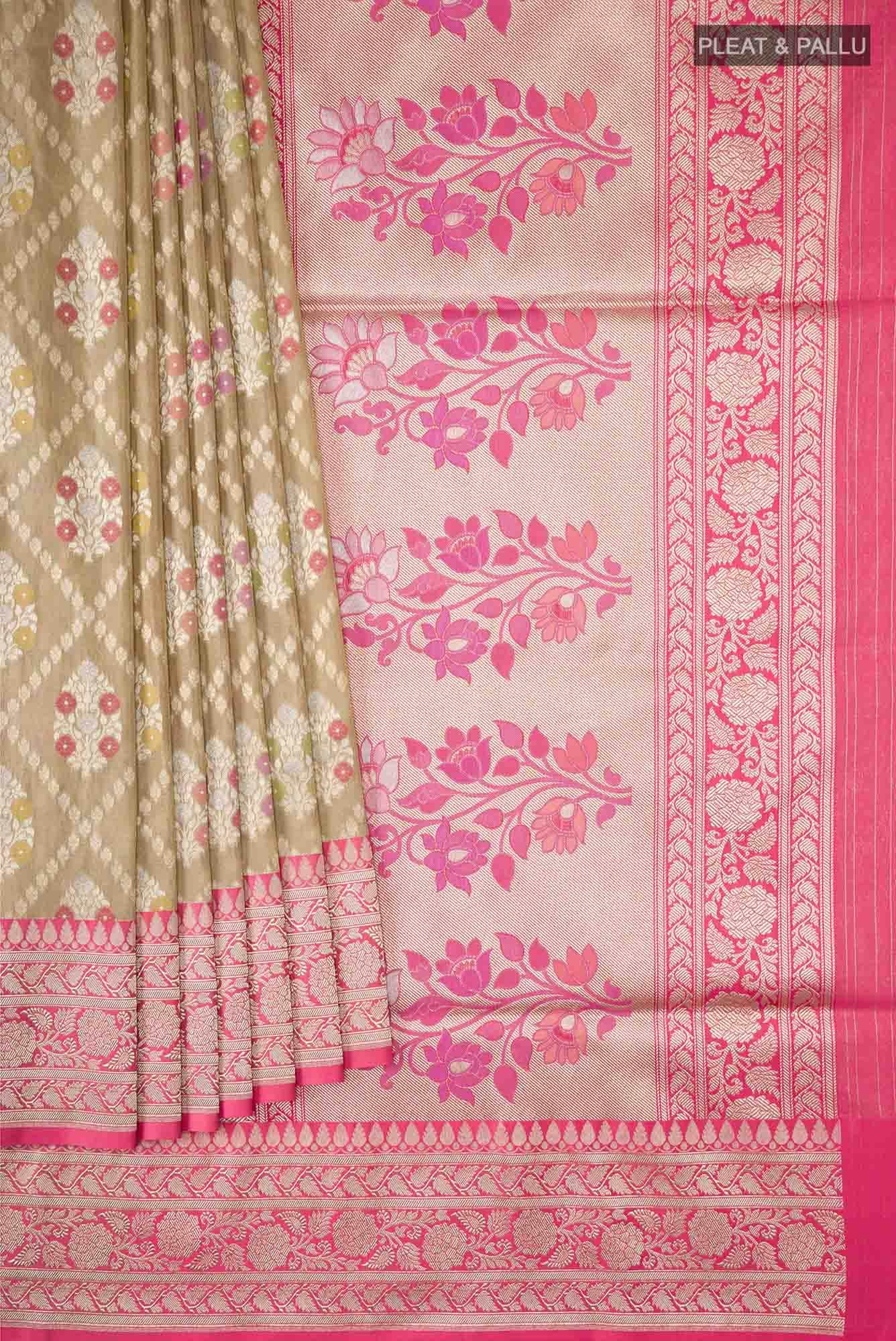 Beige Banarasi Silk Saree