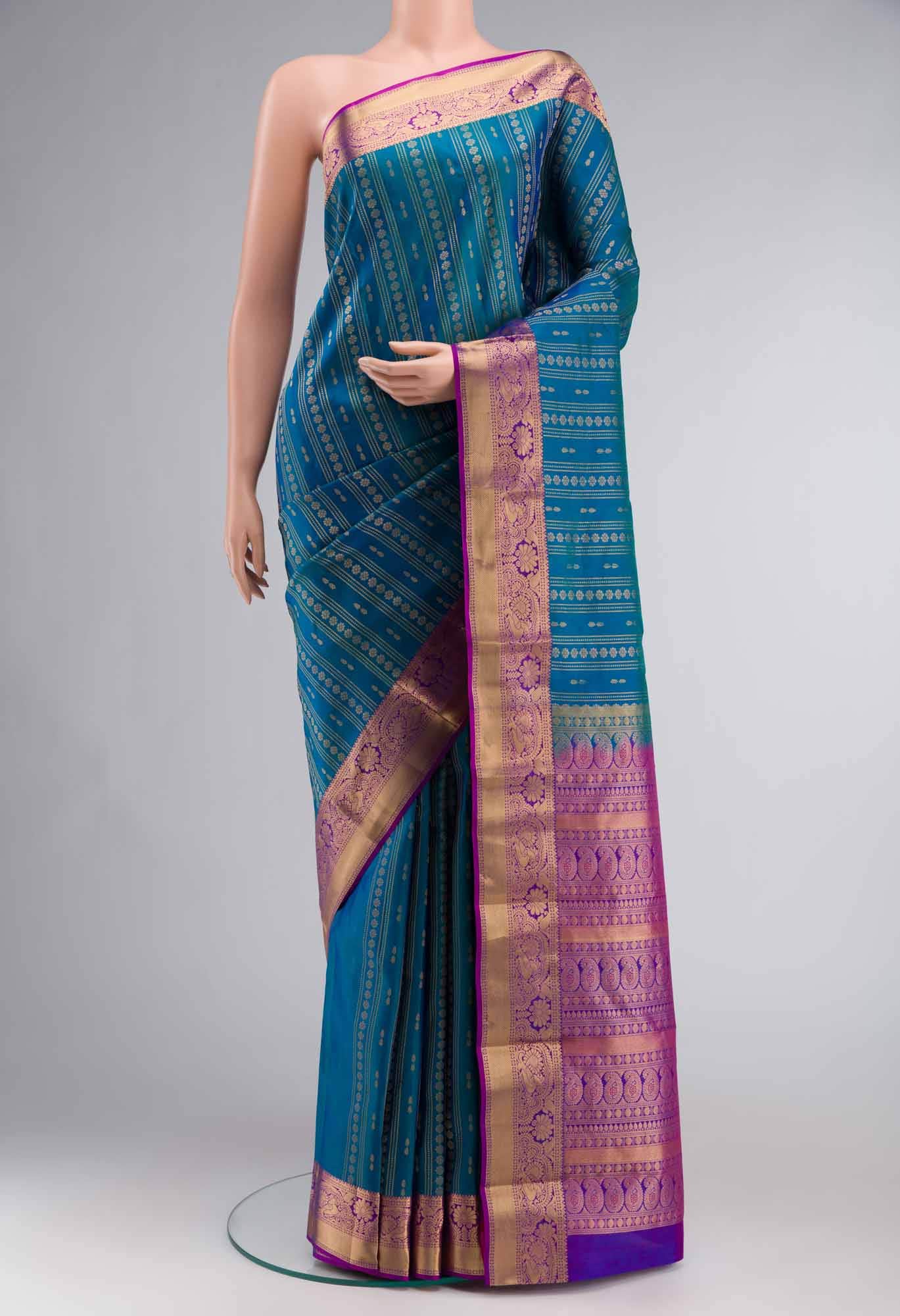 Blue Kanchipuram Silk Saree