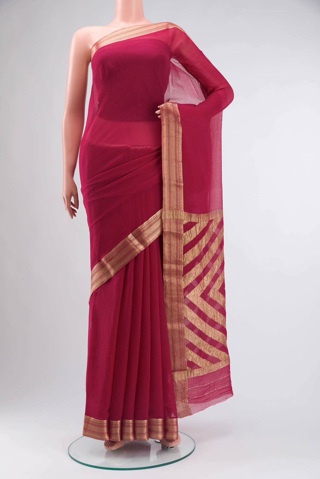 Pink Mysore Chiffon Saree