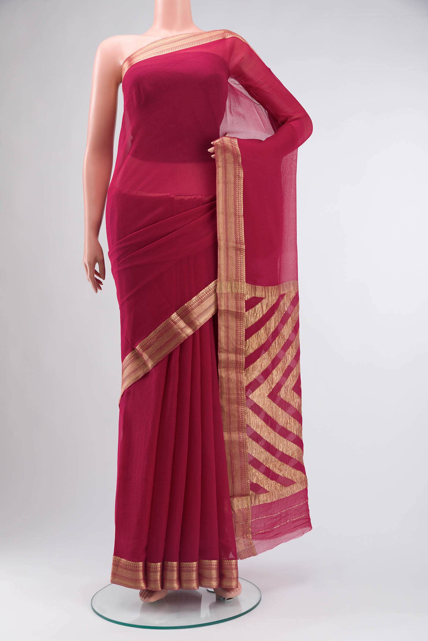 Pink Mysore Chiffon Saree