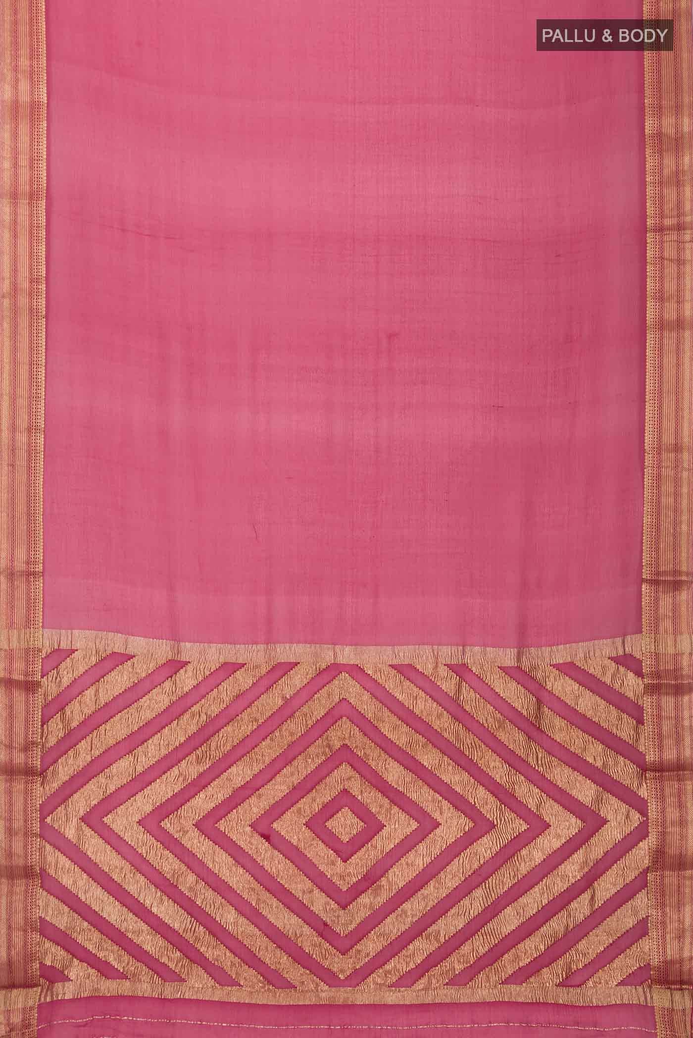Pink Mysore Chiffon Saree