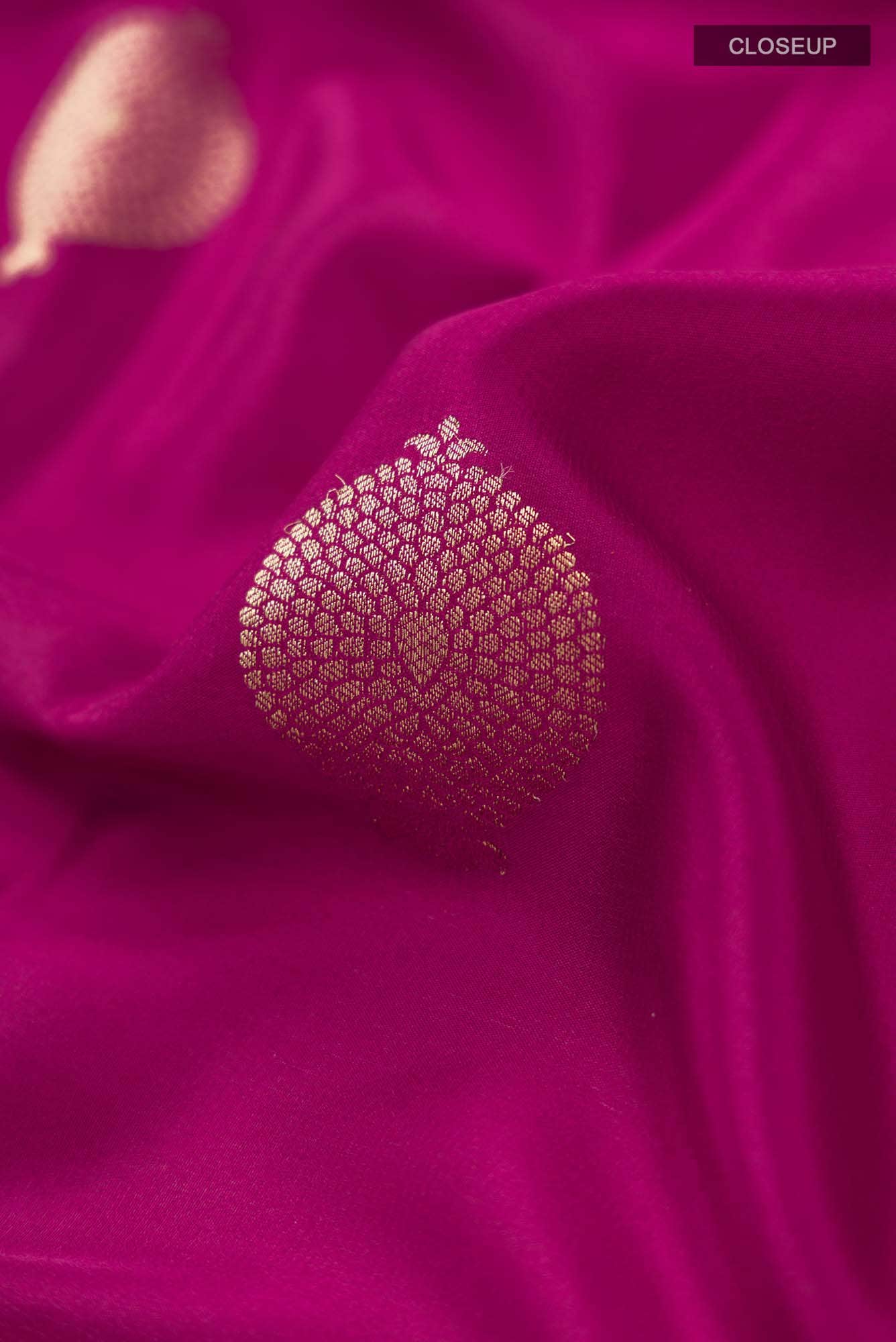 Dark Pink Mysore Crepe Saree