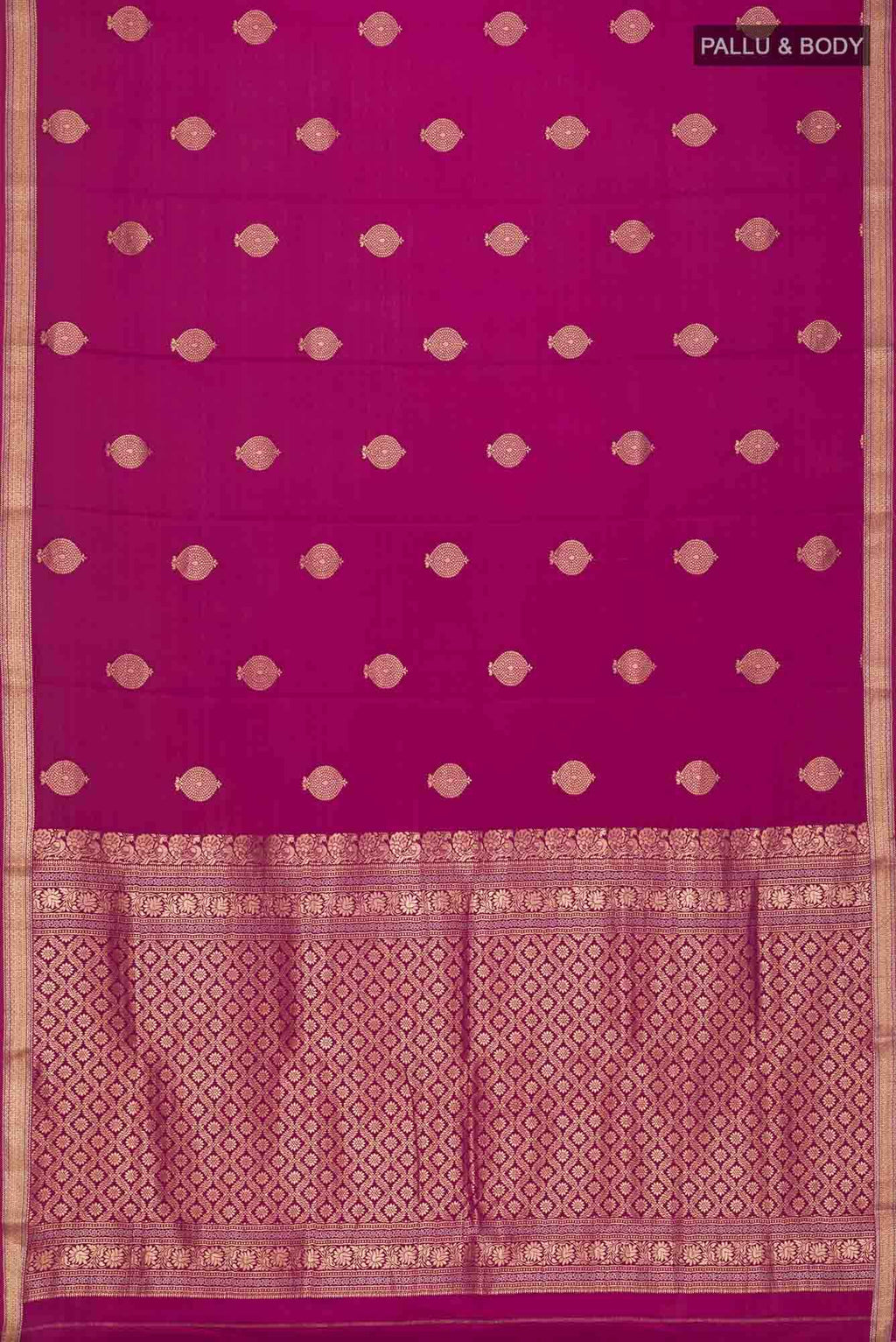 Dark Pink Mysore Crepe Saree