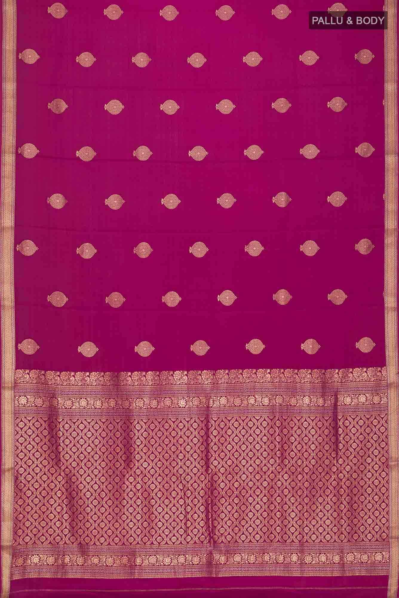 Dark Pink Mysore Crepe Saree