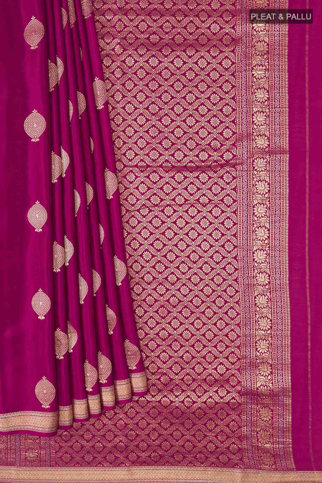 Dark Pink Mysore Crepe Saree