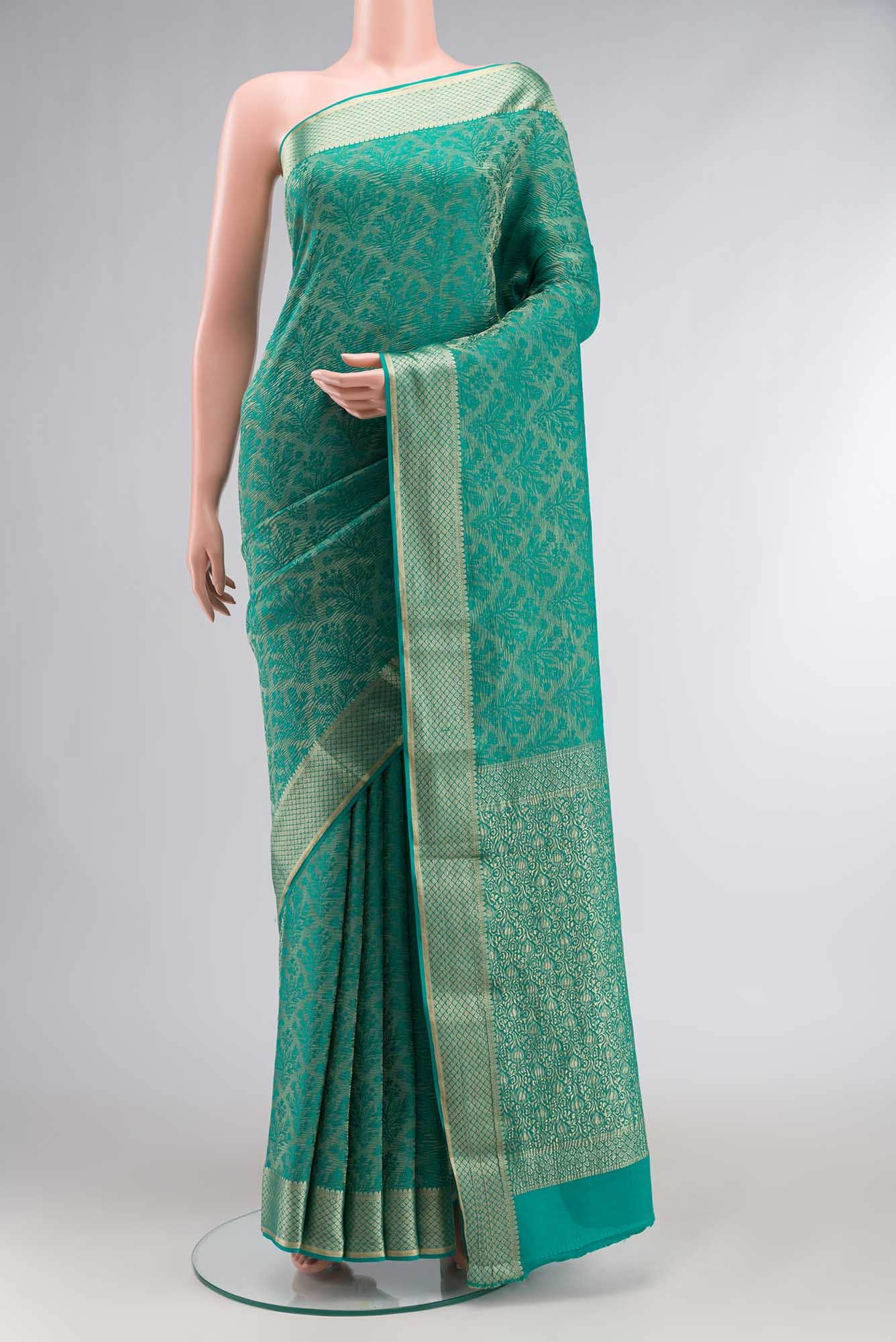 Teal Mysore Crepe Saree