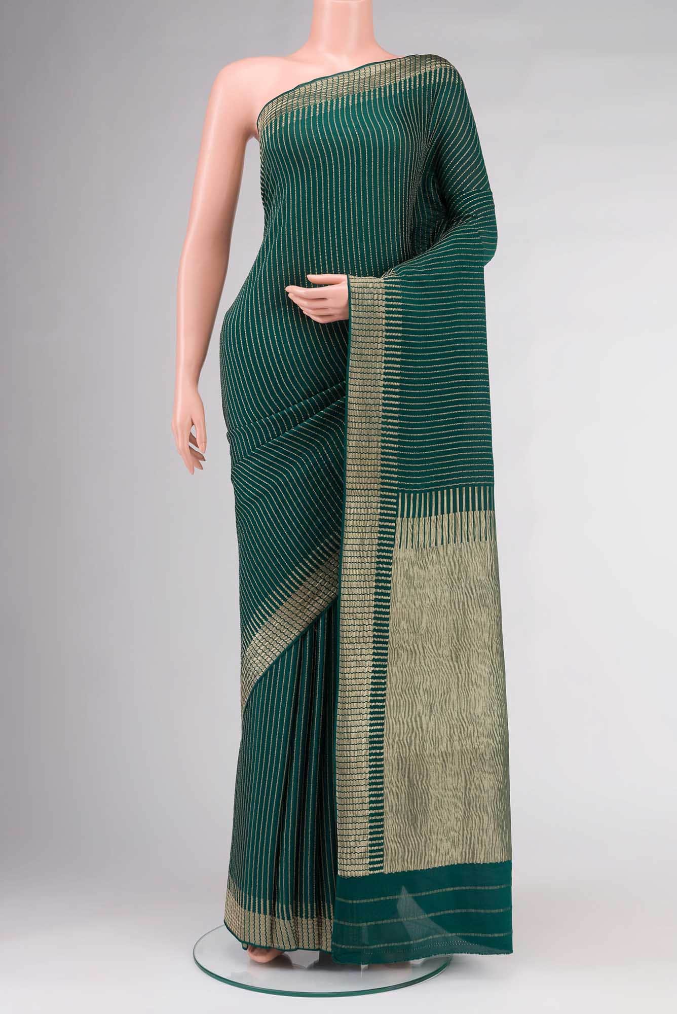 Green Mysore Crepe Saree
