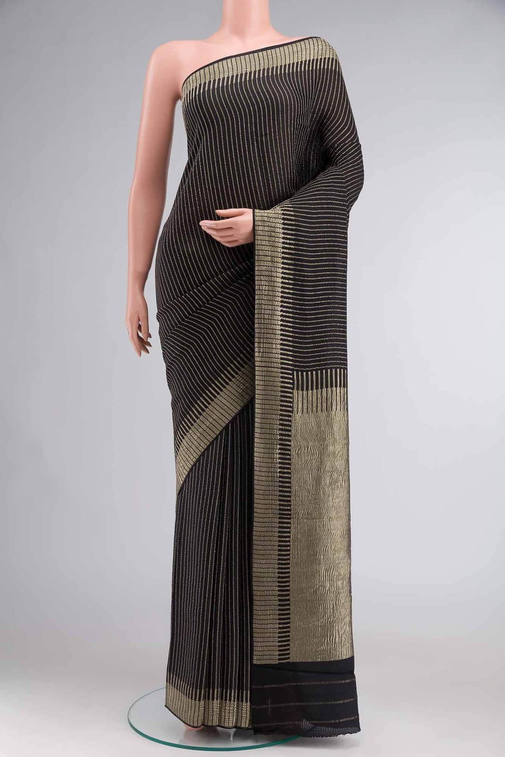 Black Mysore Crepe Saree