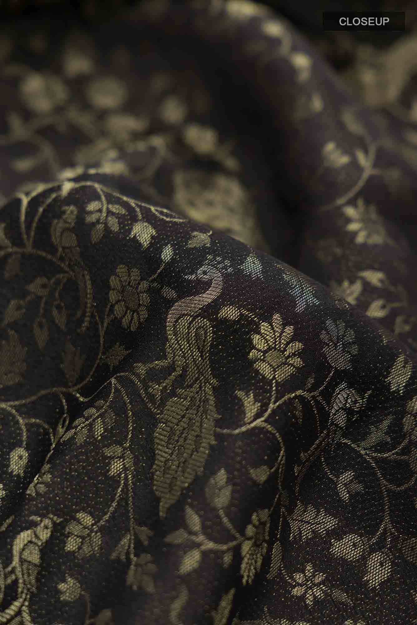 Black Mysore Crepe Saree
