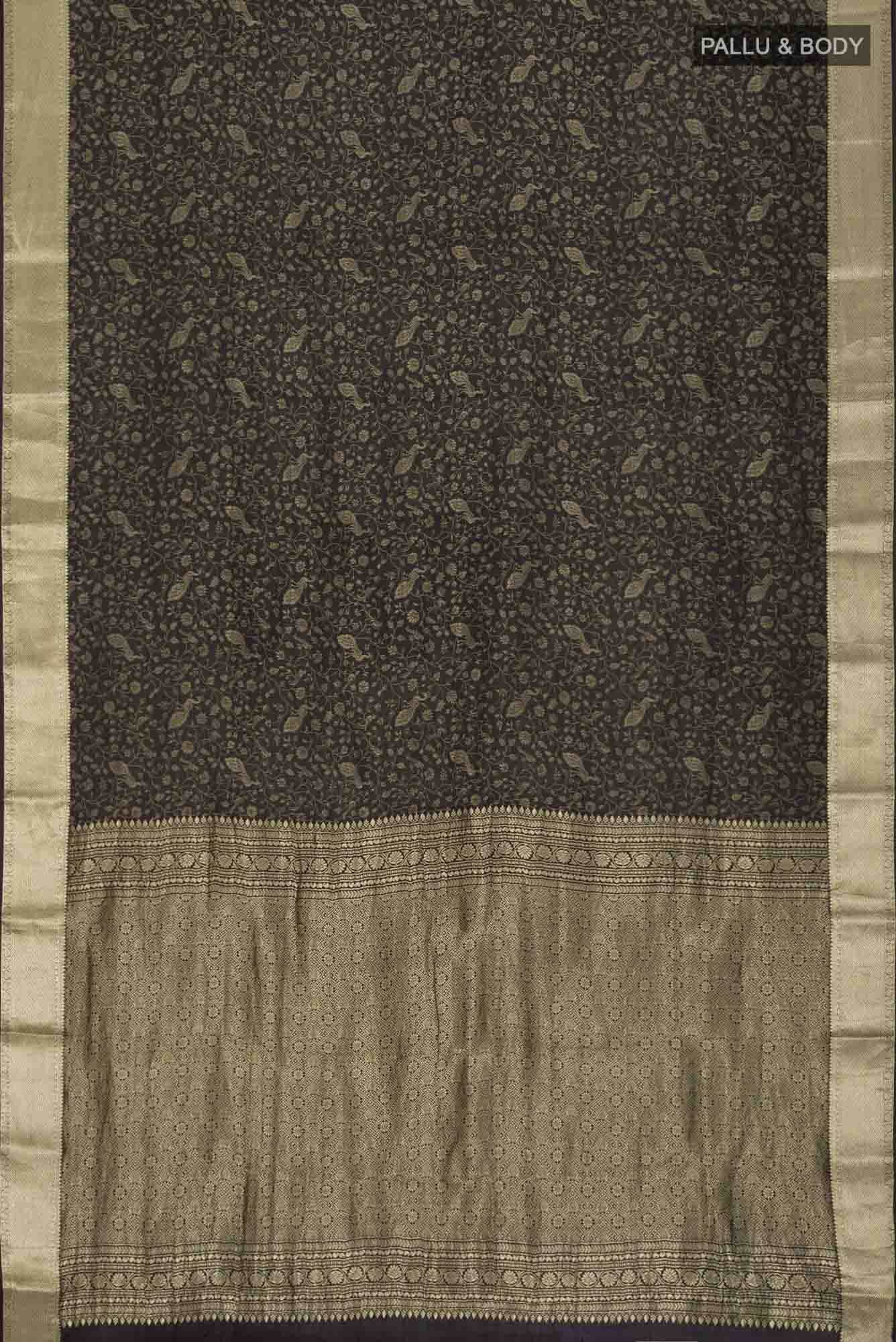 Black Mysore Crepe Saree