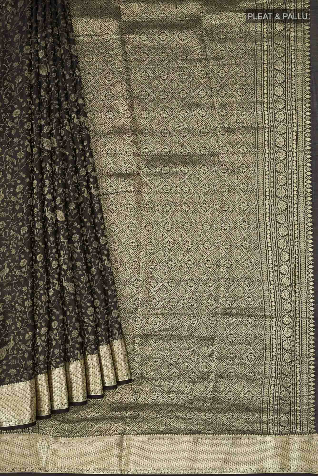 Black Mysore Crepe Saree
