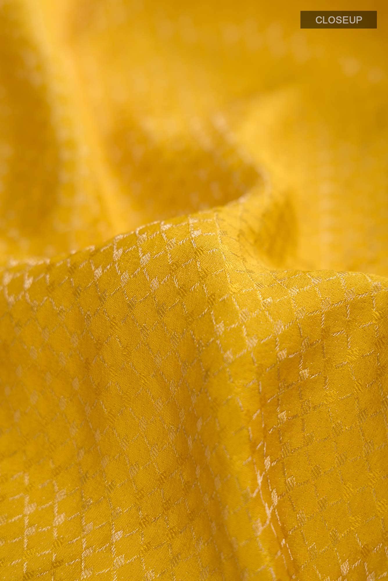Yellow Mysore Crepe Saree