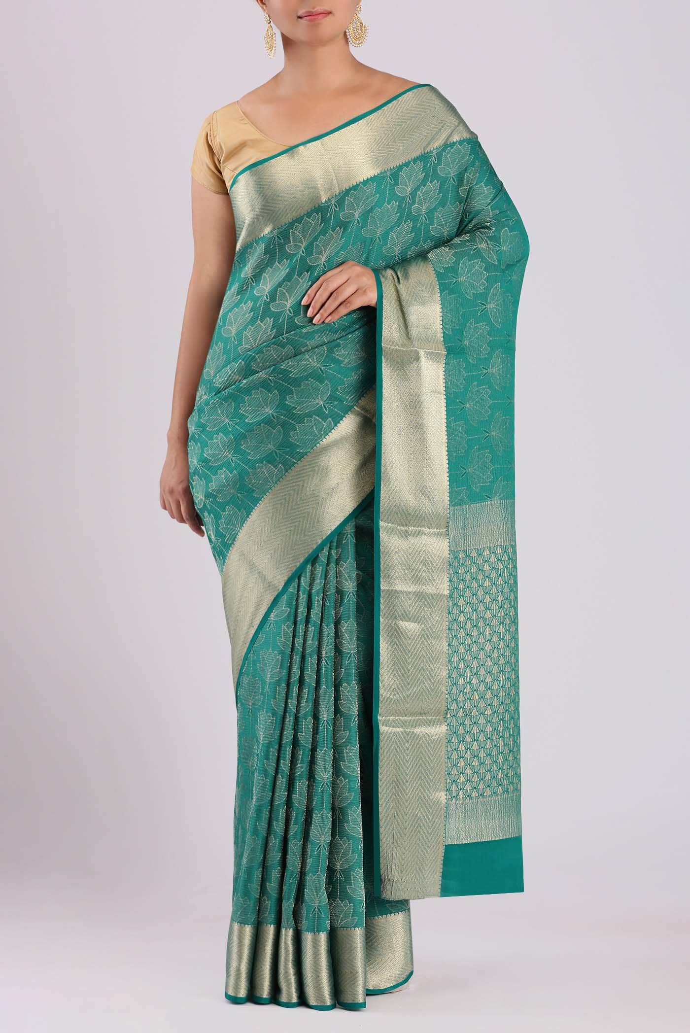 Green Mysore Crepe Saree