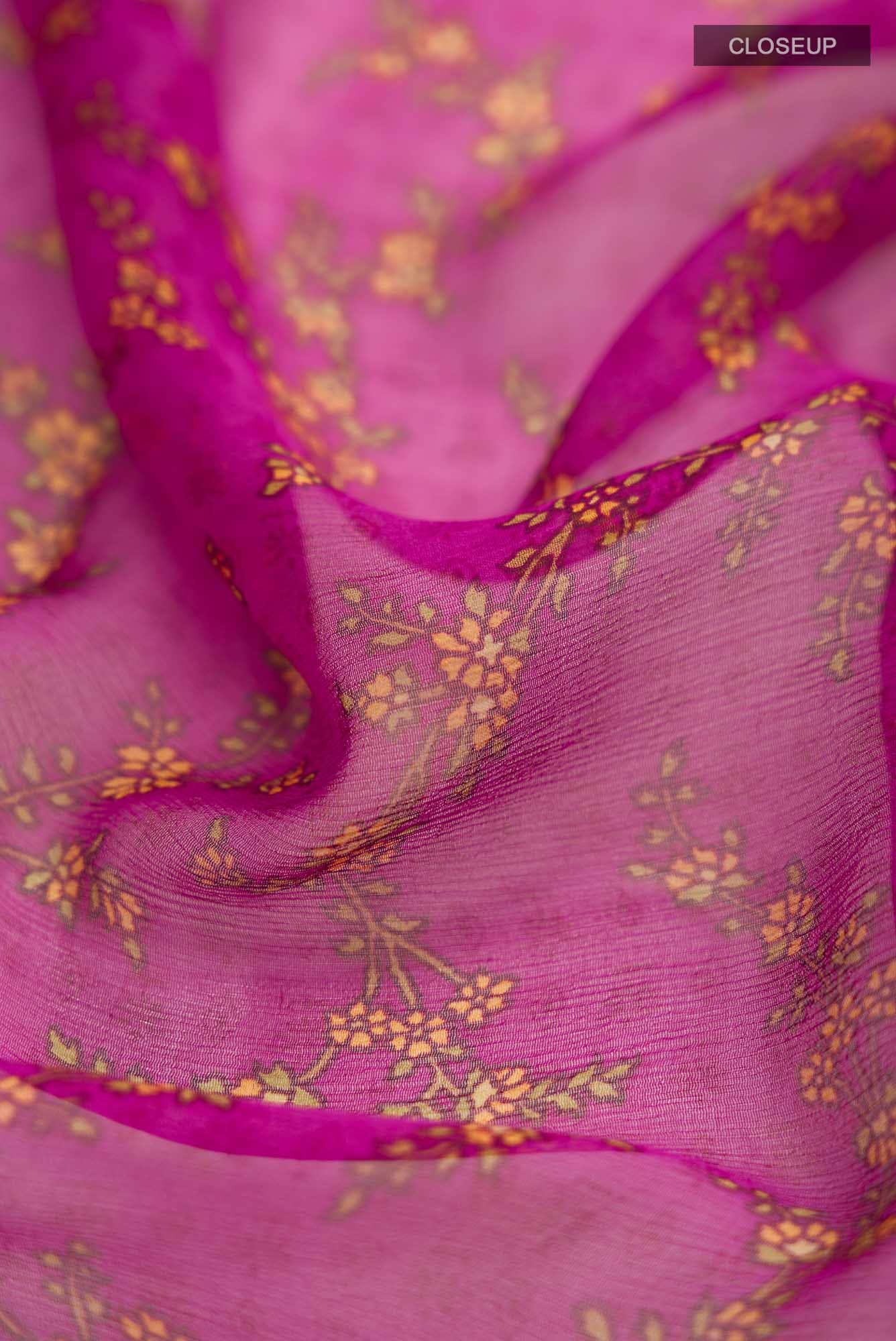 Dark Pink Mysore Chiffon Saree