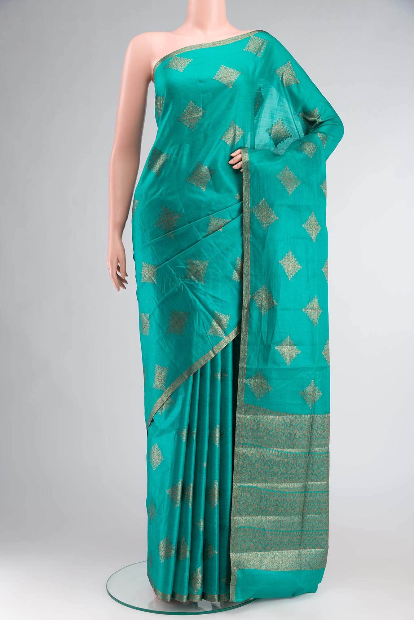Green Banarasi Raw Silk Saree