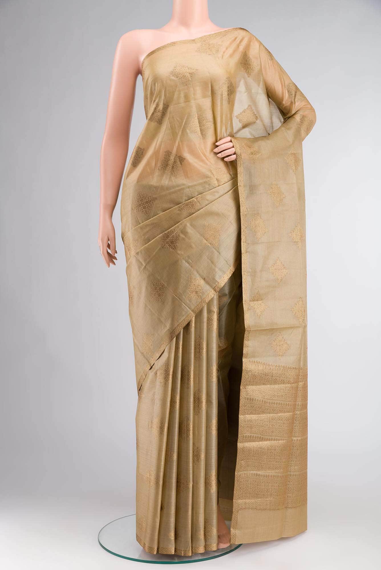 Beige Banarasi Raw Silk Saree