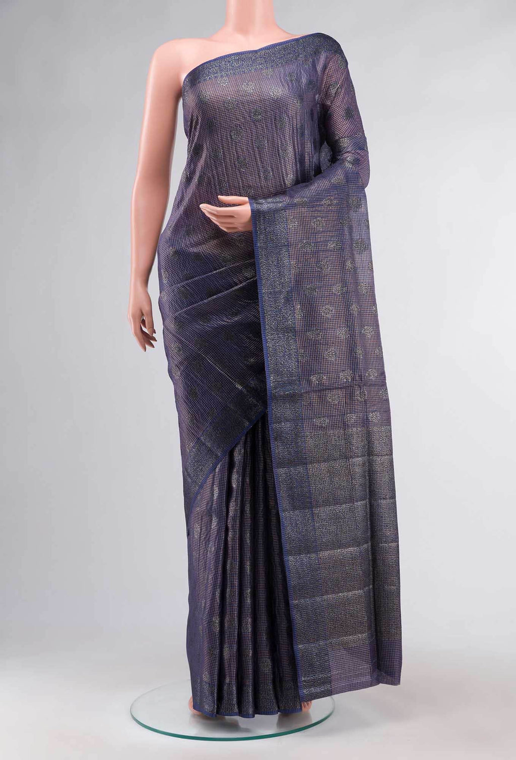 Blue Banarasi Tussar Silk Saree