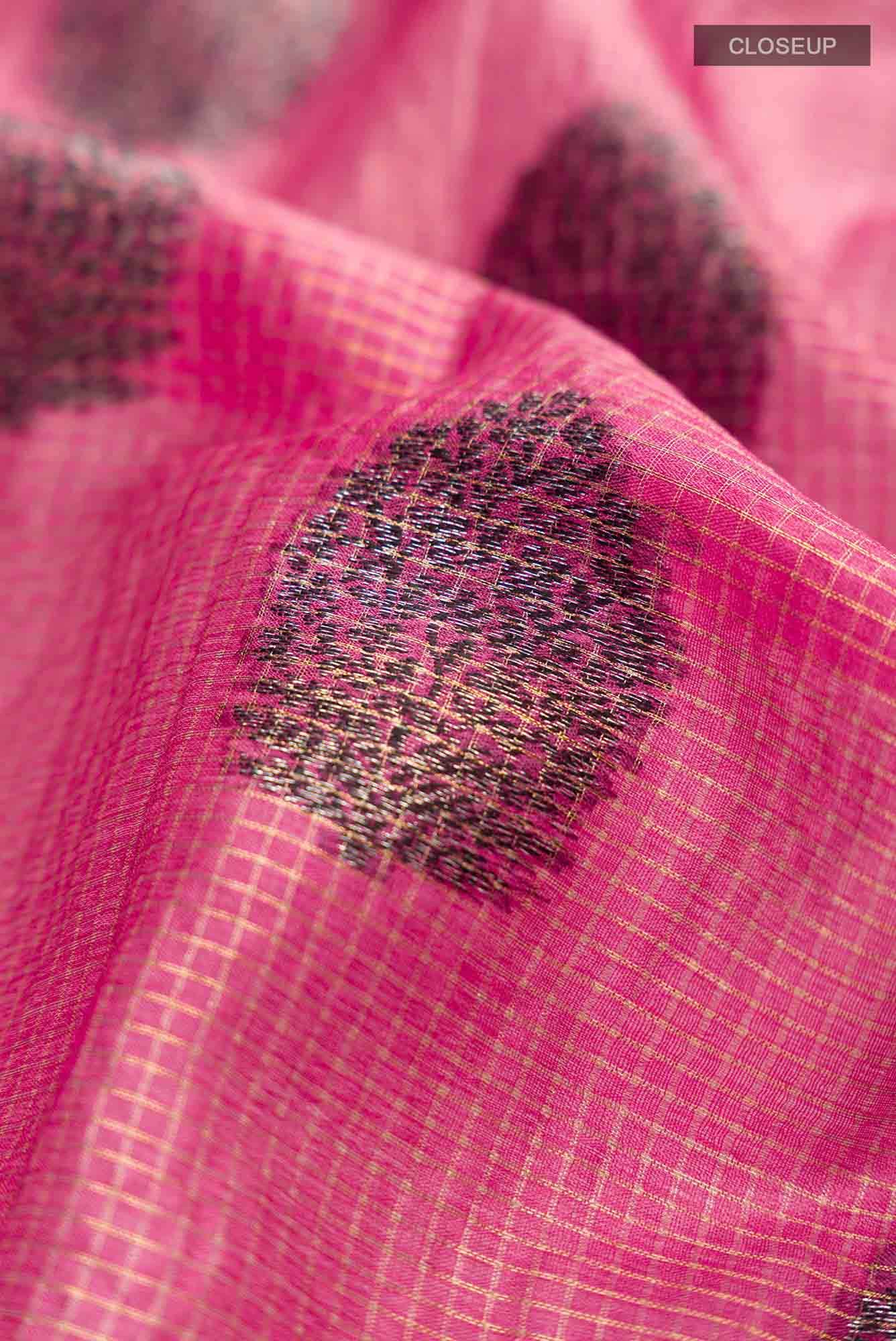 Coral Banarasi Tussar Silk Saree