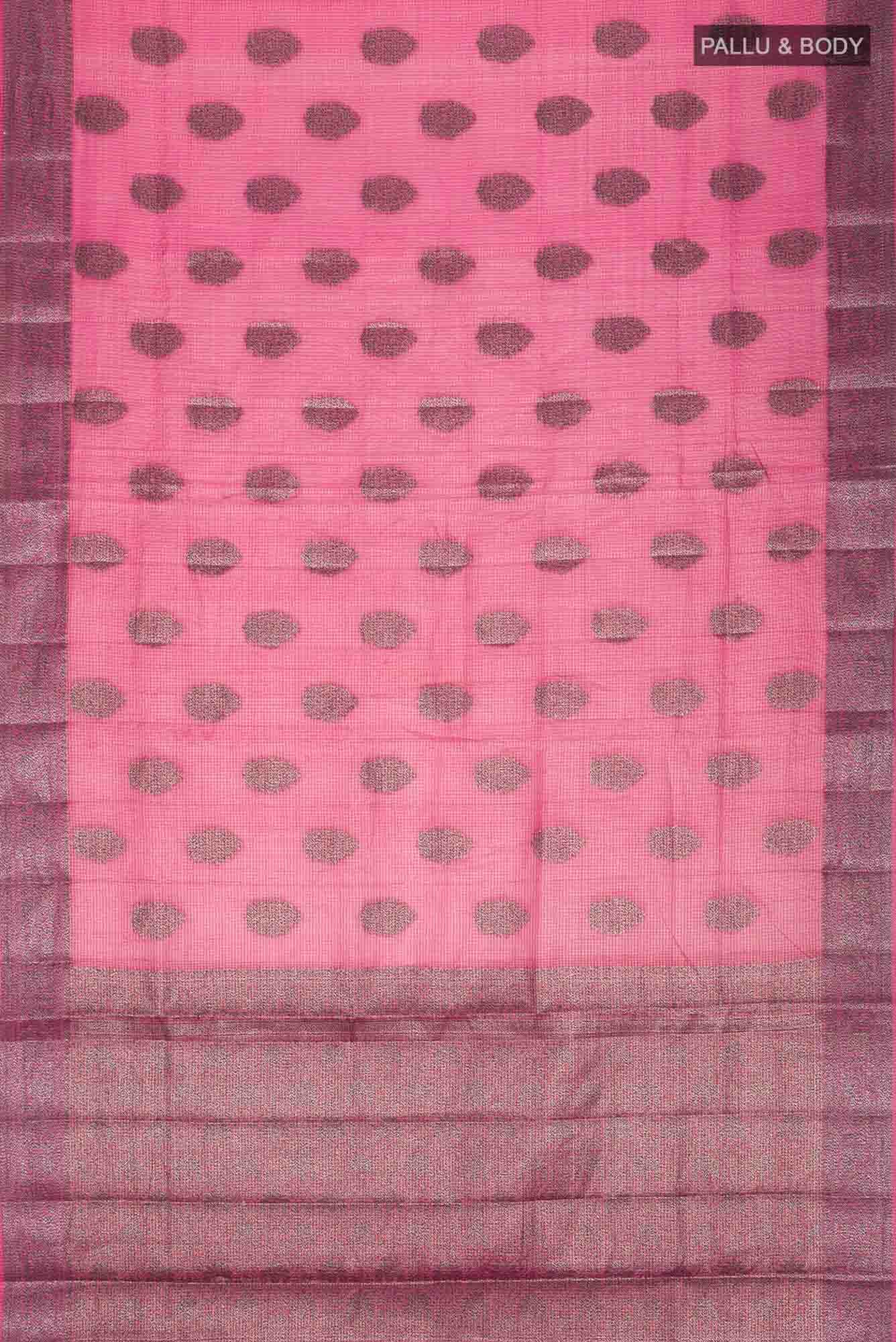 Coral Banarasi Tussar Silk Saree