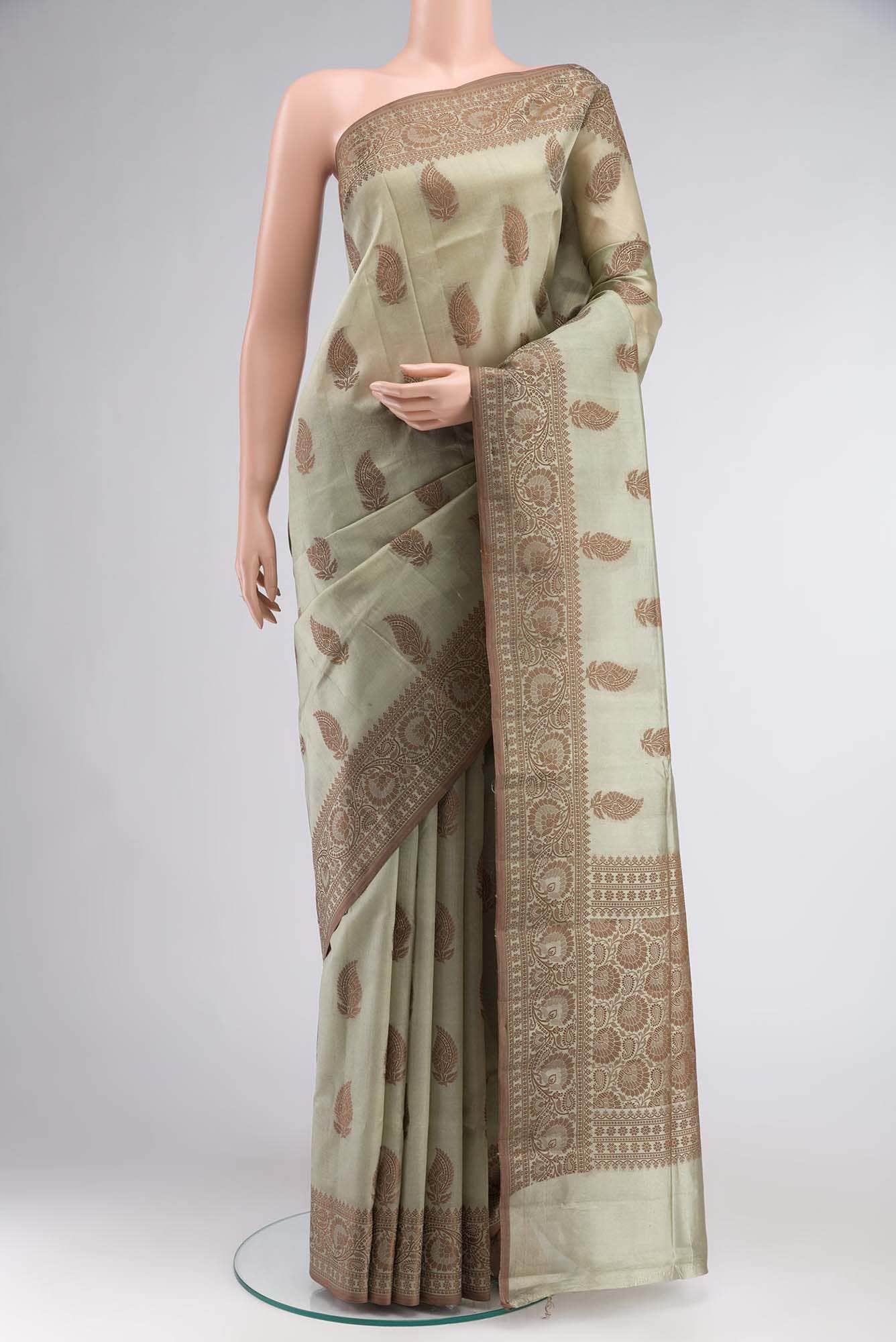 Green Banarasi Raw Silk Saree