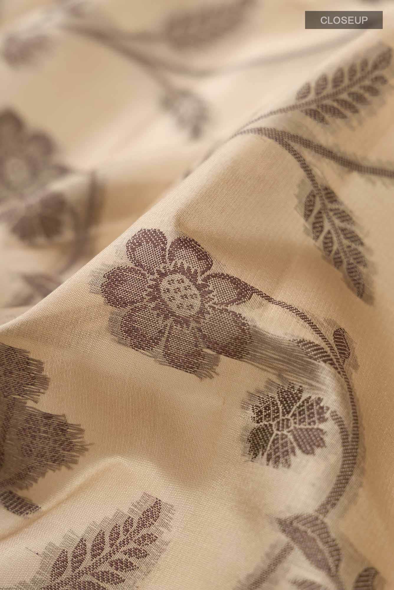 Beige Banarasi Raw Silk Saree