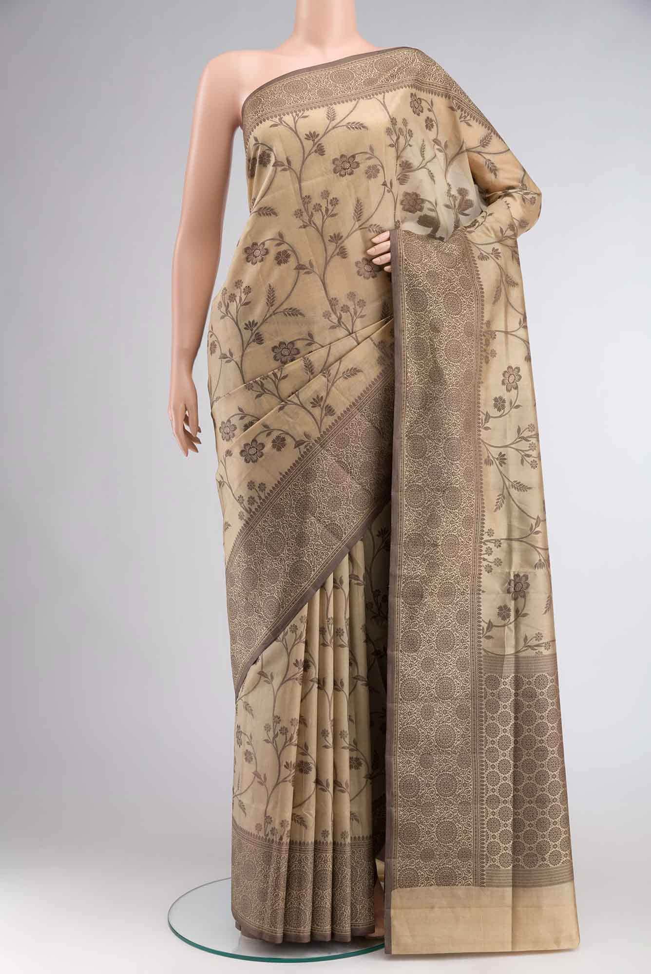 Beige Banarasi Raw Silk Saree