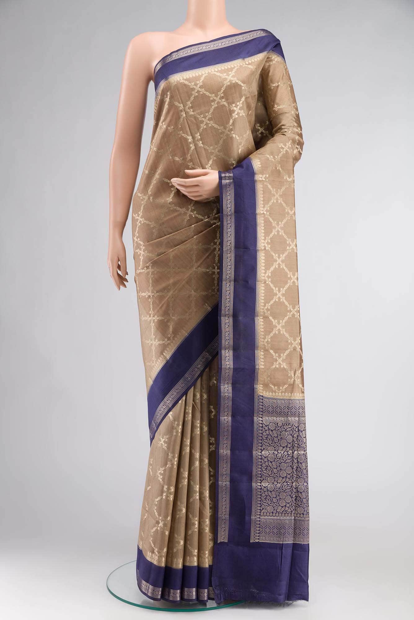Beige Banarasi Raw Silk Saree