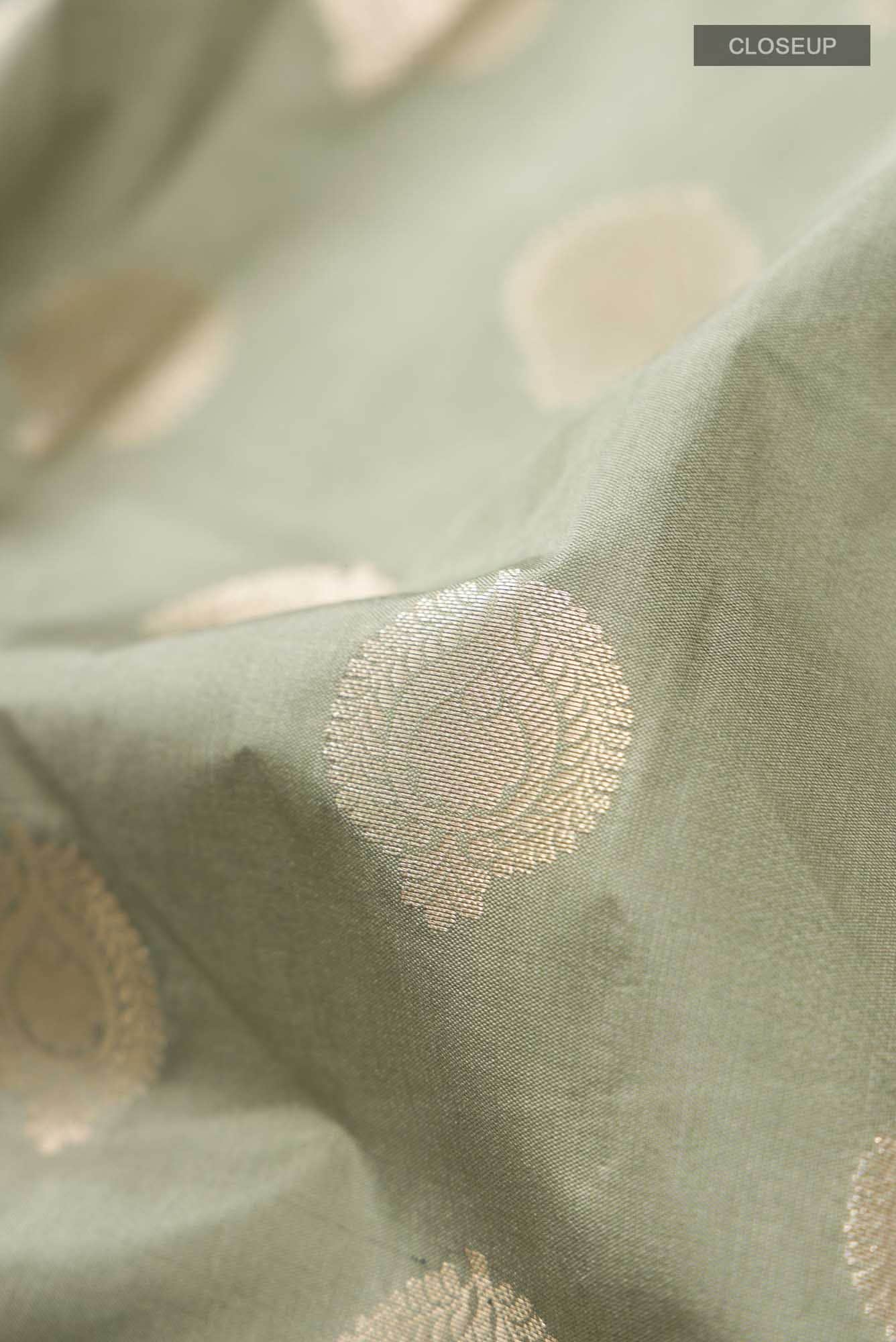 Green Banarasi Raw Silk Saree