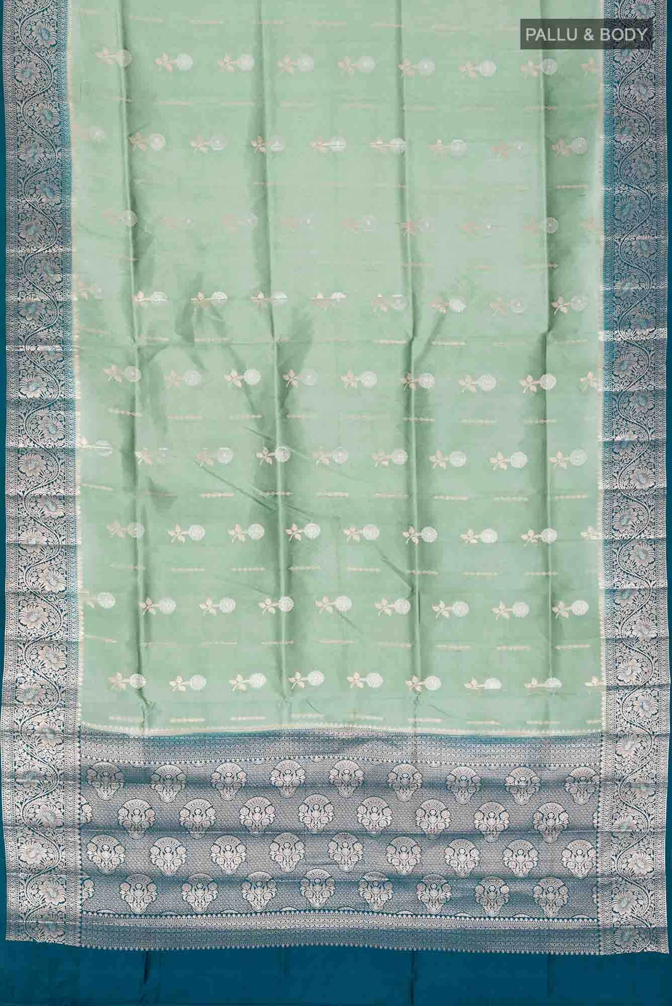 Green Banarasi Raw Silk Saree