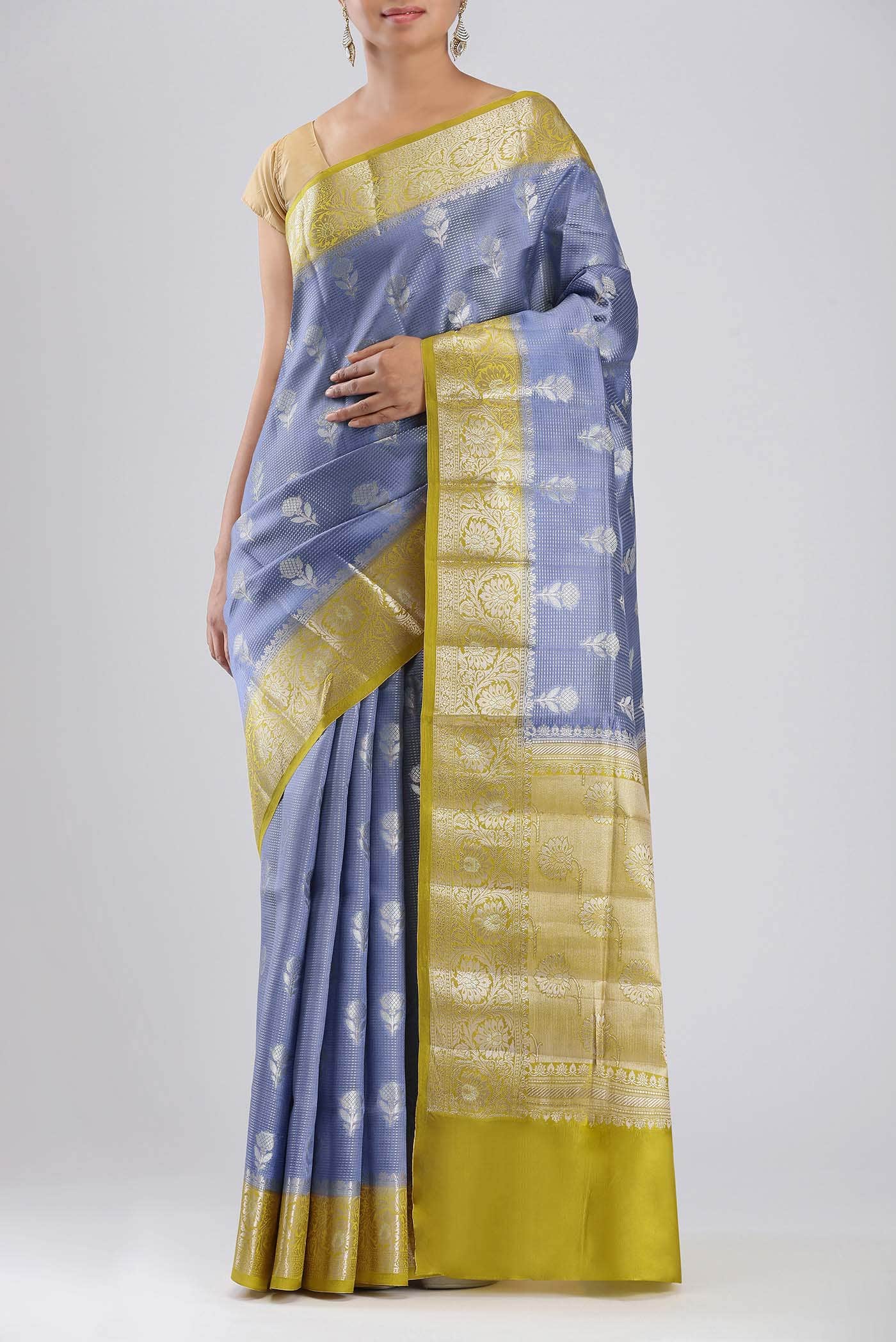 Lilac Banarasi Raw Silk Saree