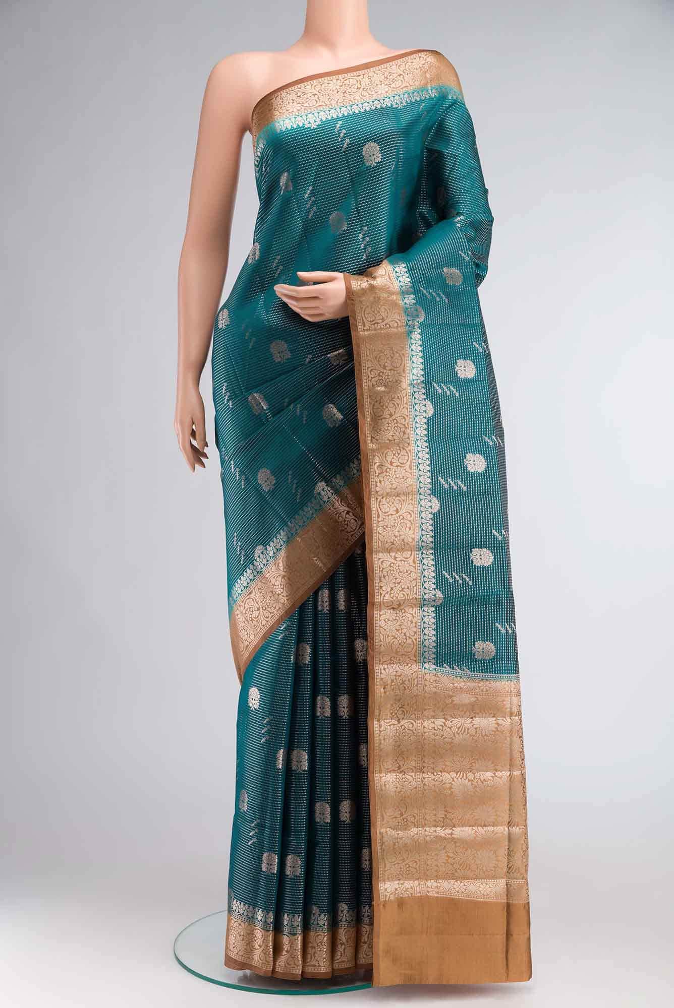 Blue Banarasi Raw Silk Saree