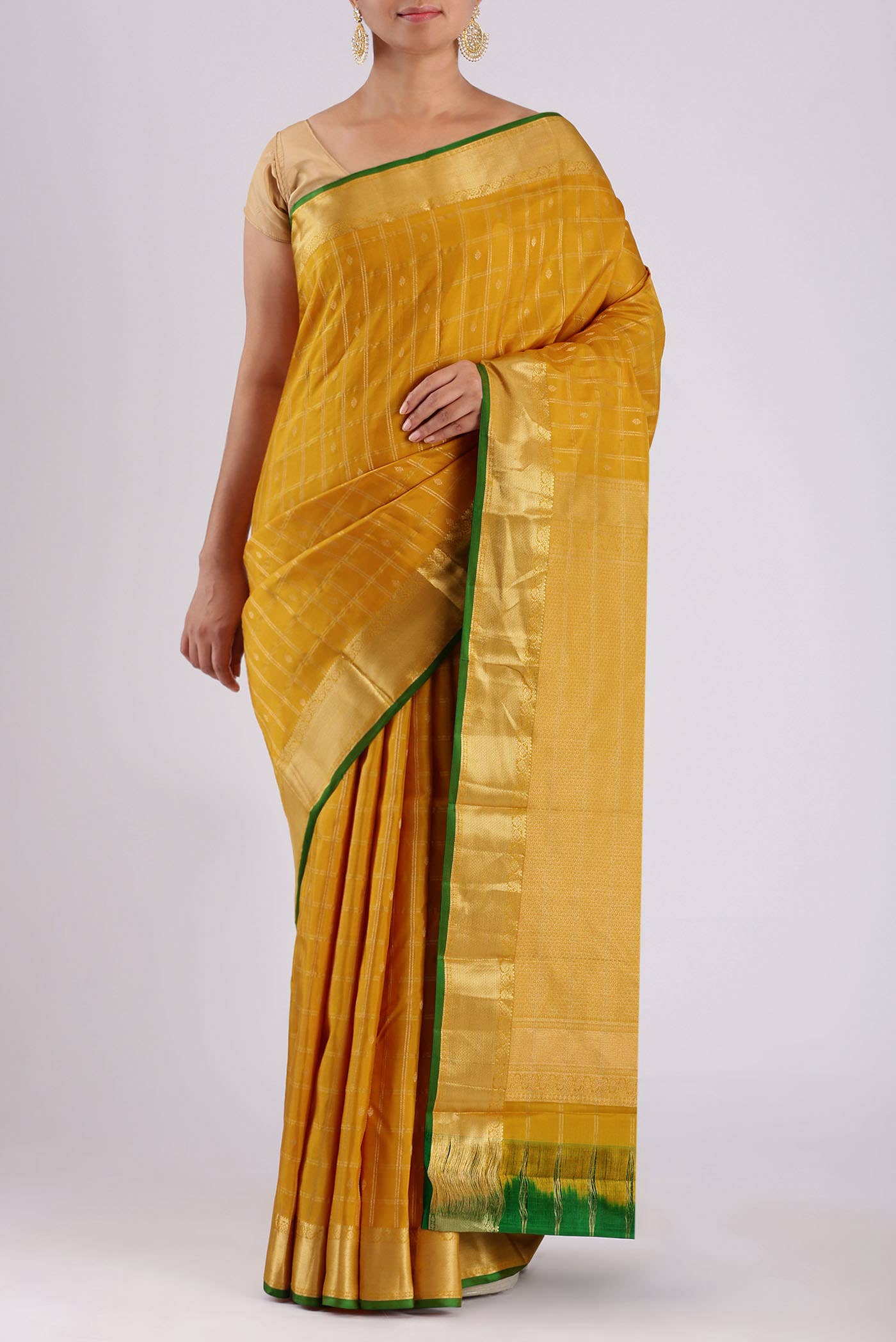 Yellow Kanchipuram Silk Saree