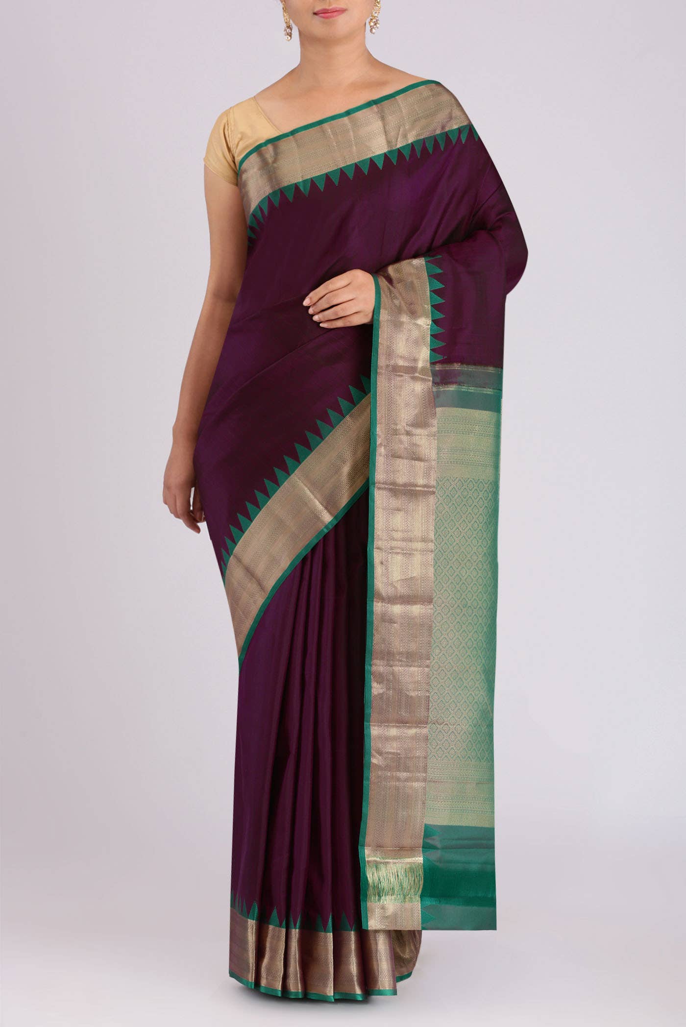 Purple Kanchipuram Silk Saree