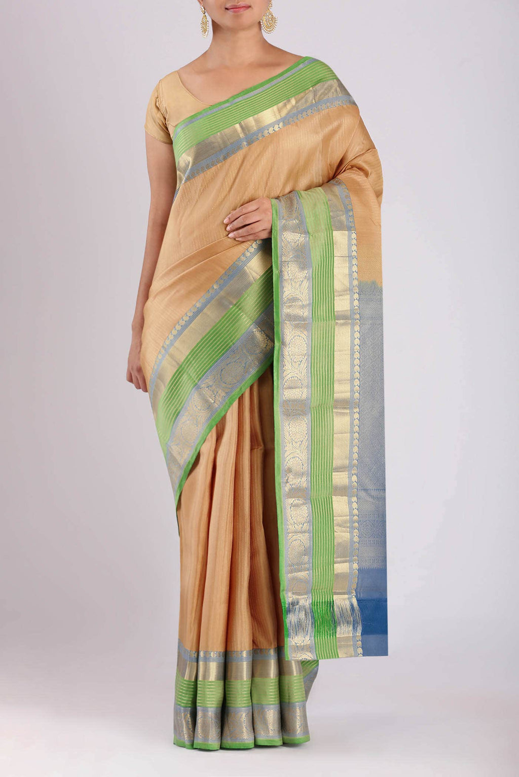 Beige Kanchipuram Silk Saree