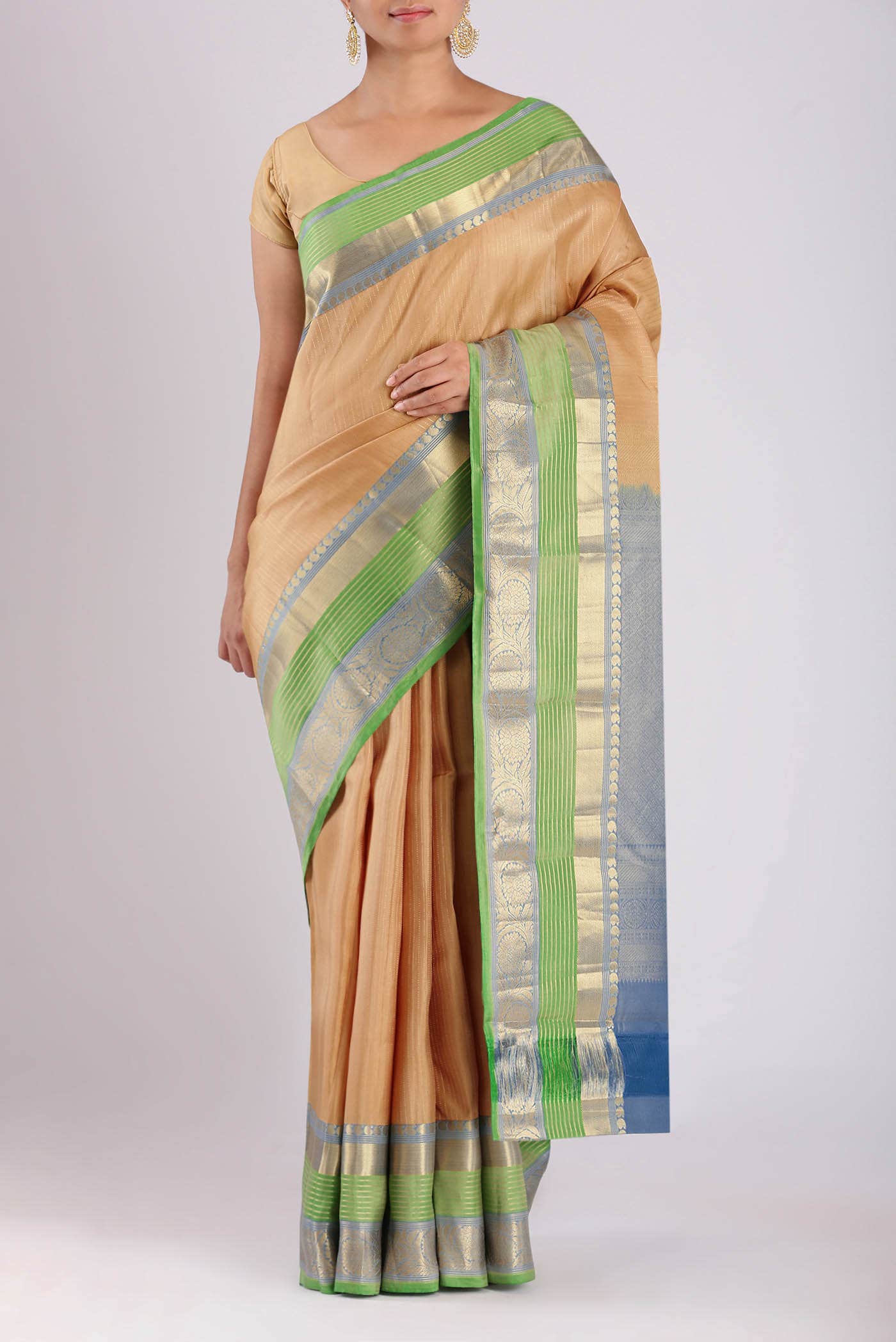 Beige Kanchipuram Silk Saree