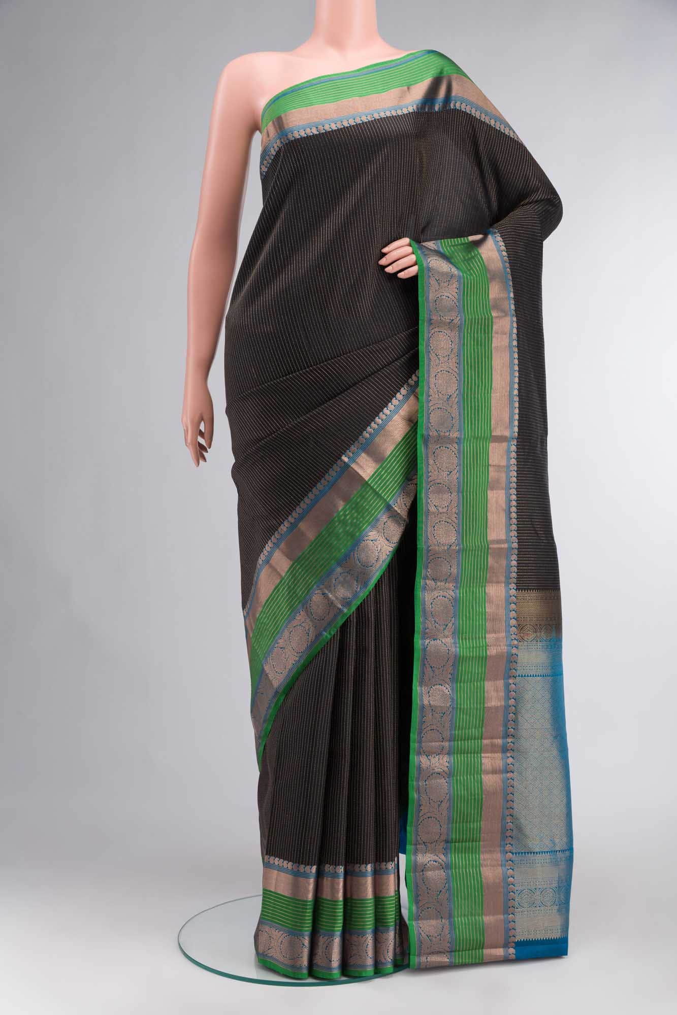 Black Kanchipuram Silk Saree