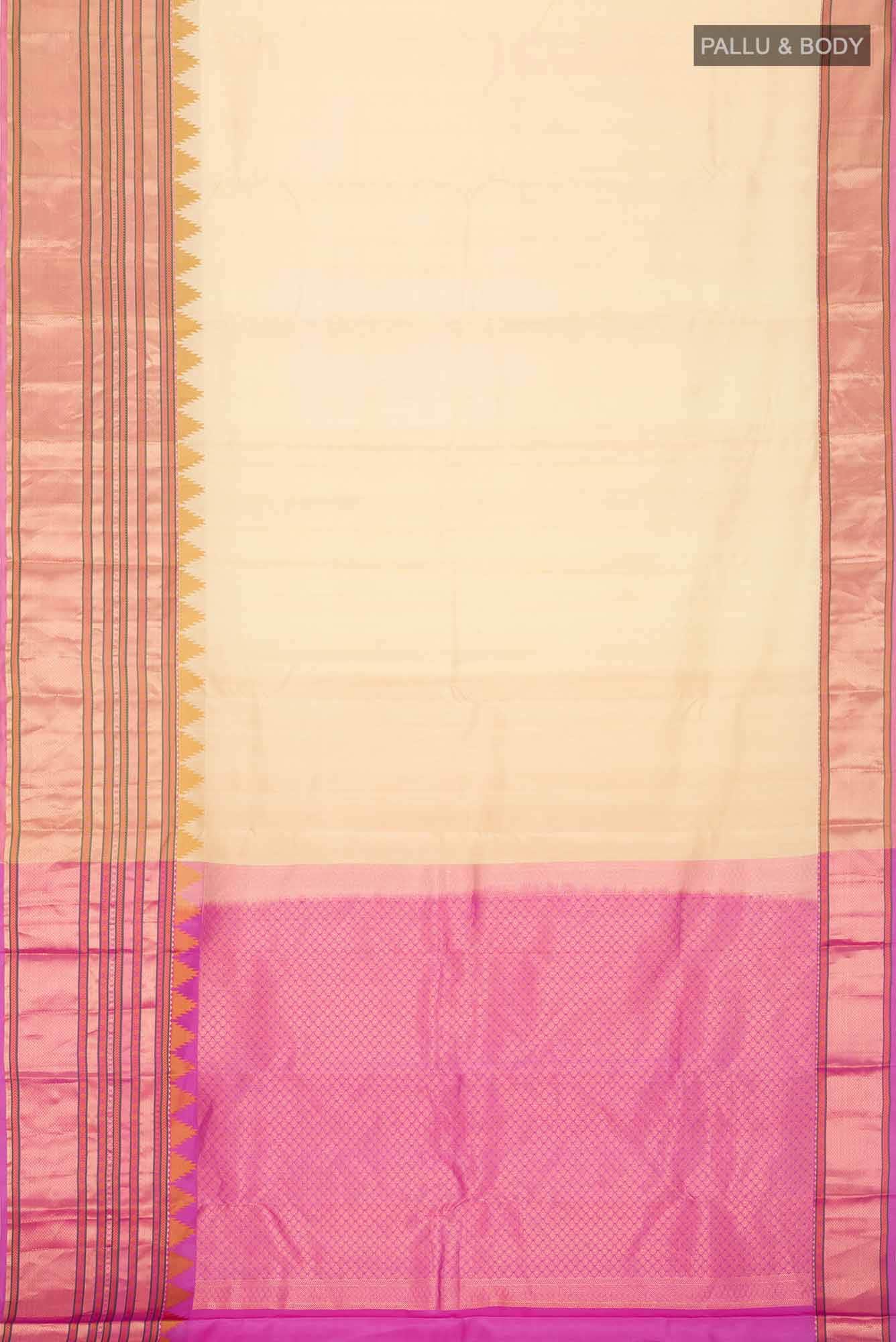 Beige Kanchipuram Silk Saree