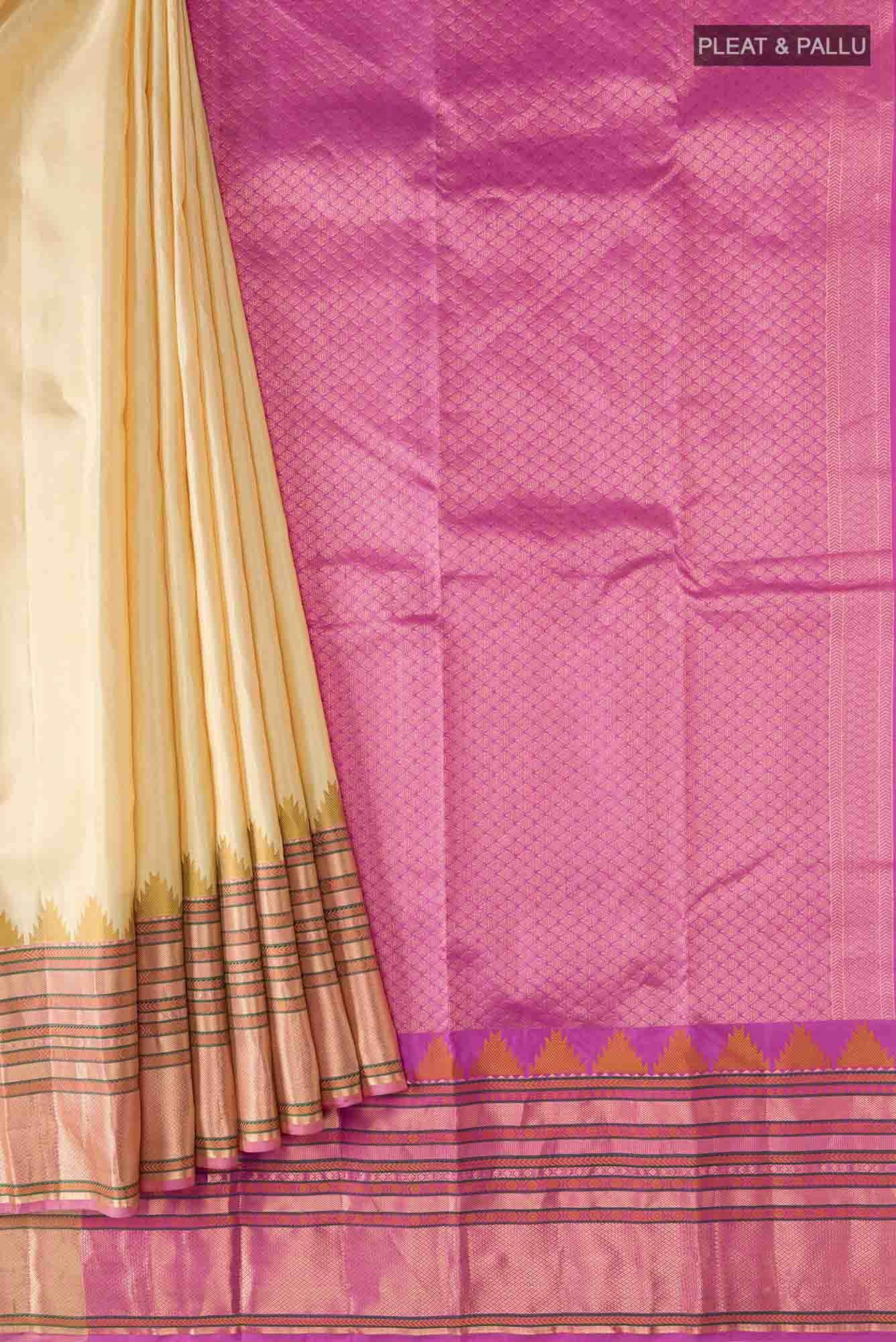Beige Kanchipuram Silk Saree