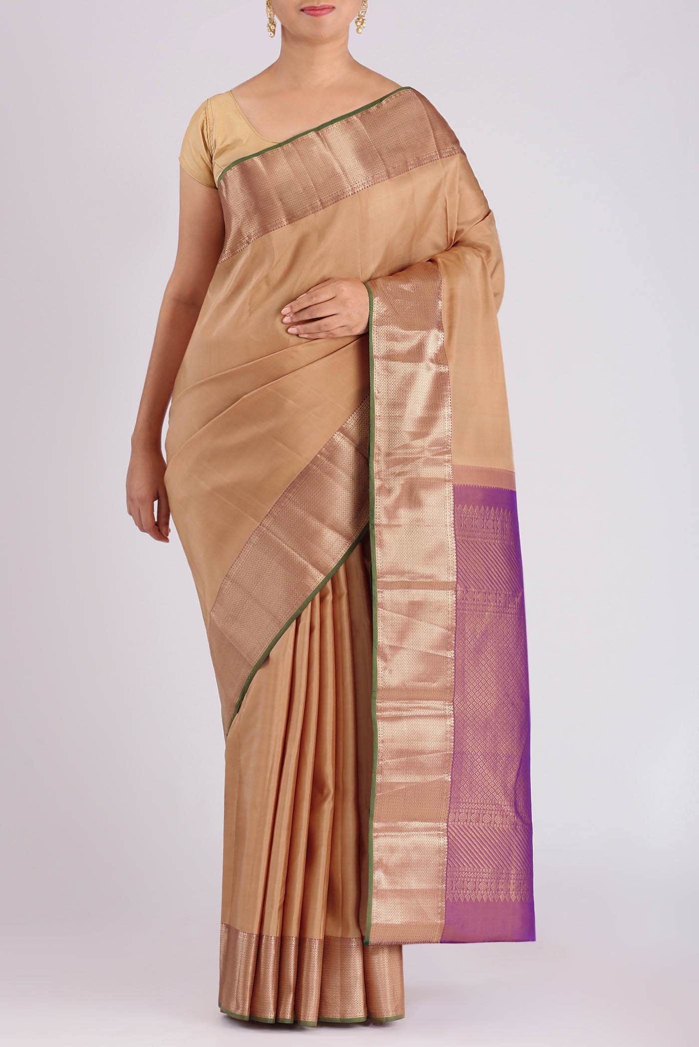 Sandal Kanchipuram Silk Saree