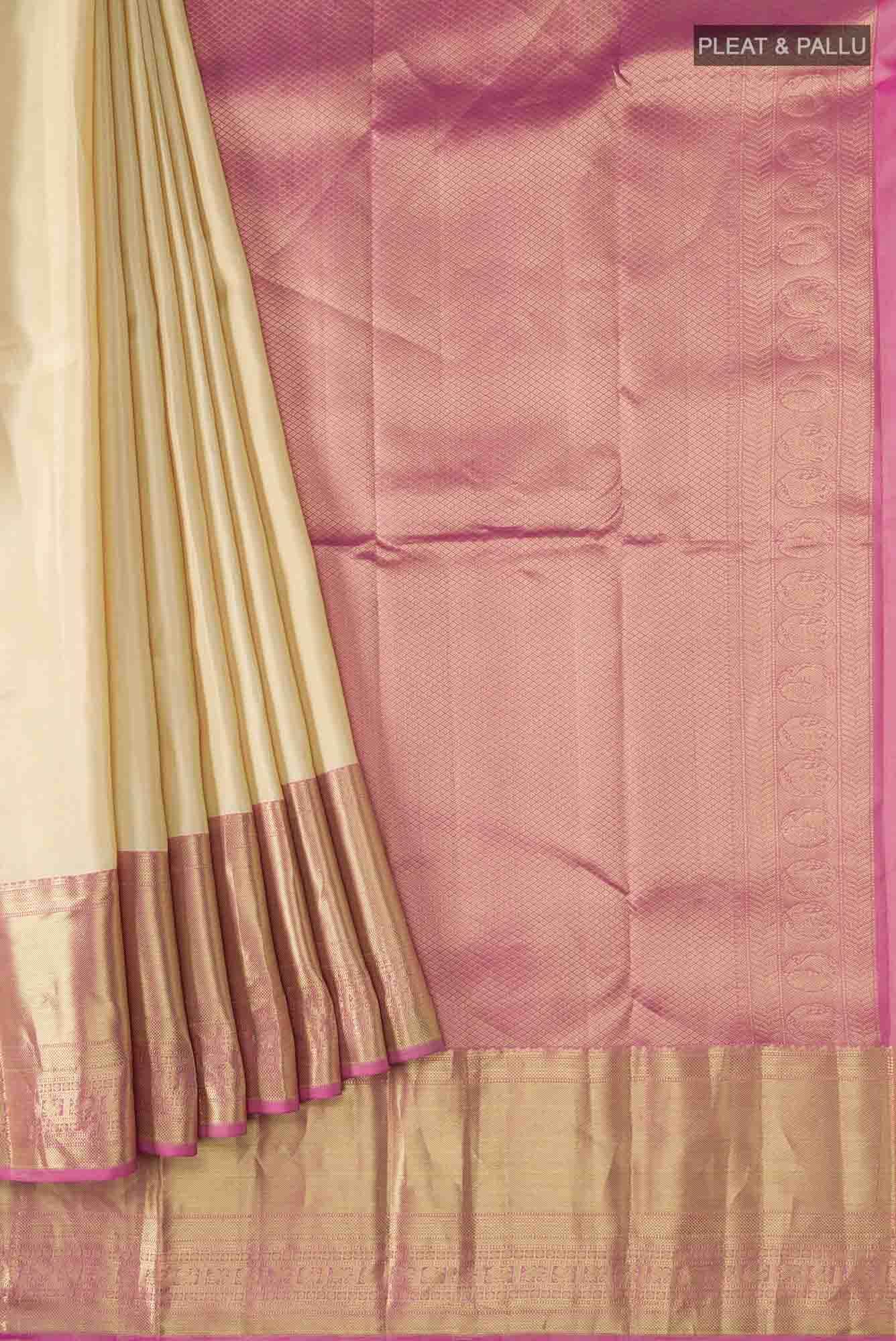 Beige Kanchipuram Silk Saree
