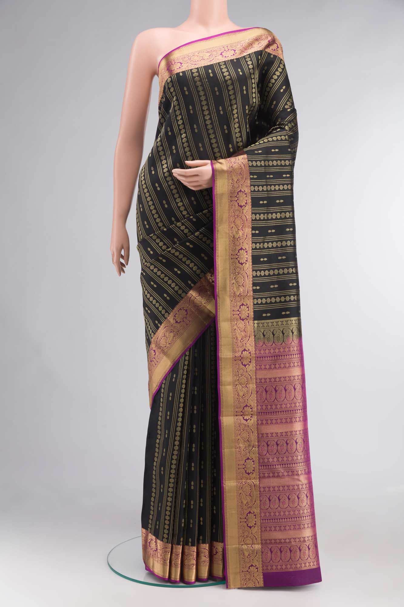 Black Kanchipuram Silk Saree