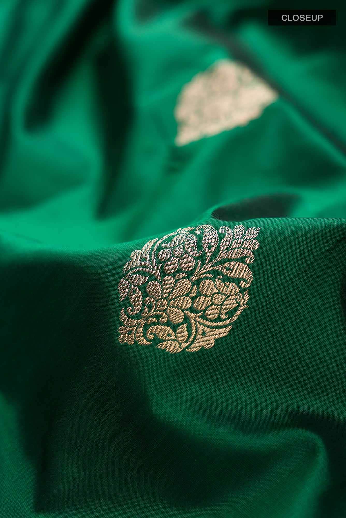 Green Banarasi Katan Silk Saree