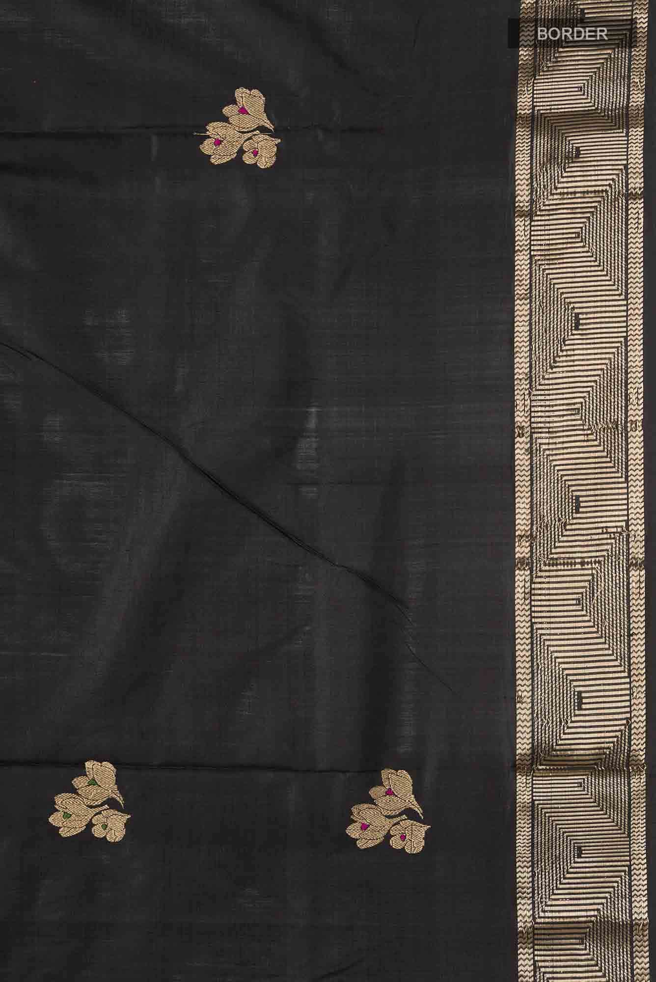 Black Banarasi Katan Silk Saree
