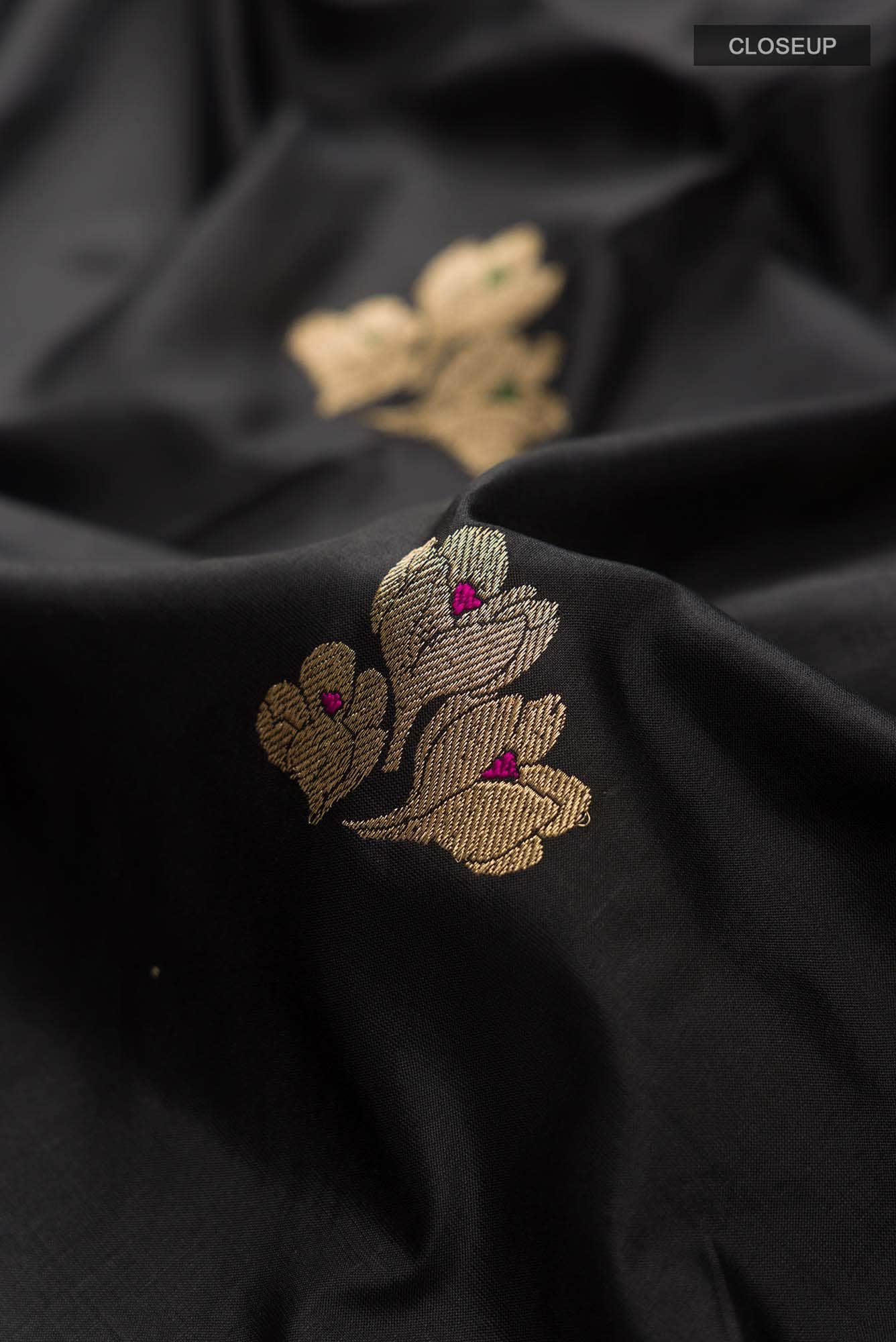 Black Banarasi Katan Silk Saree