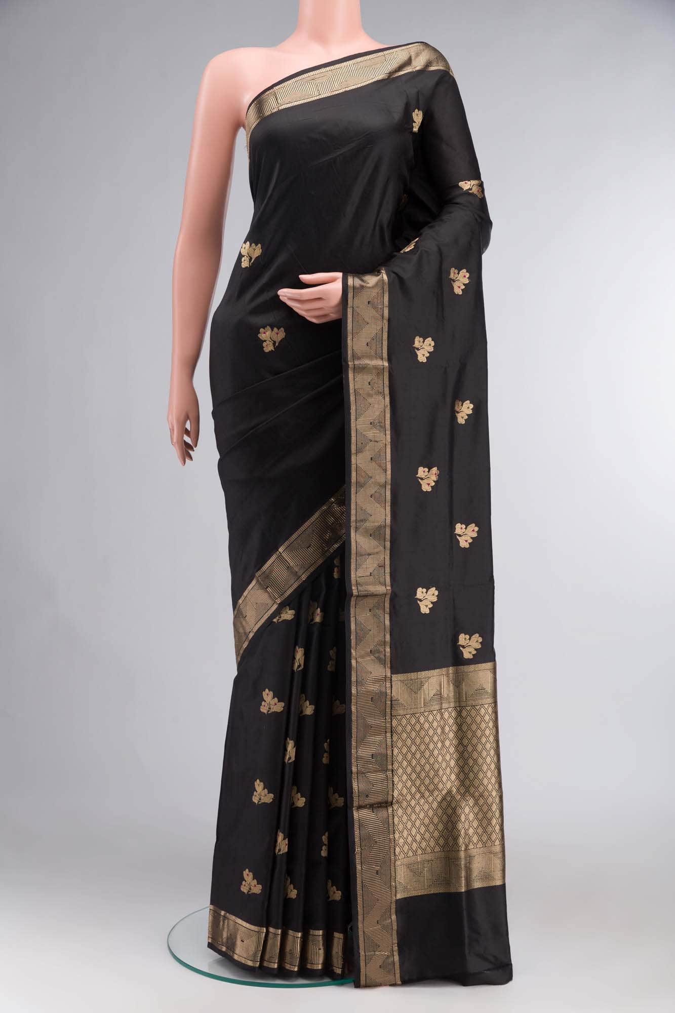 Black Banarasi Katan Silk Saree