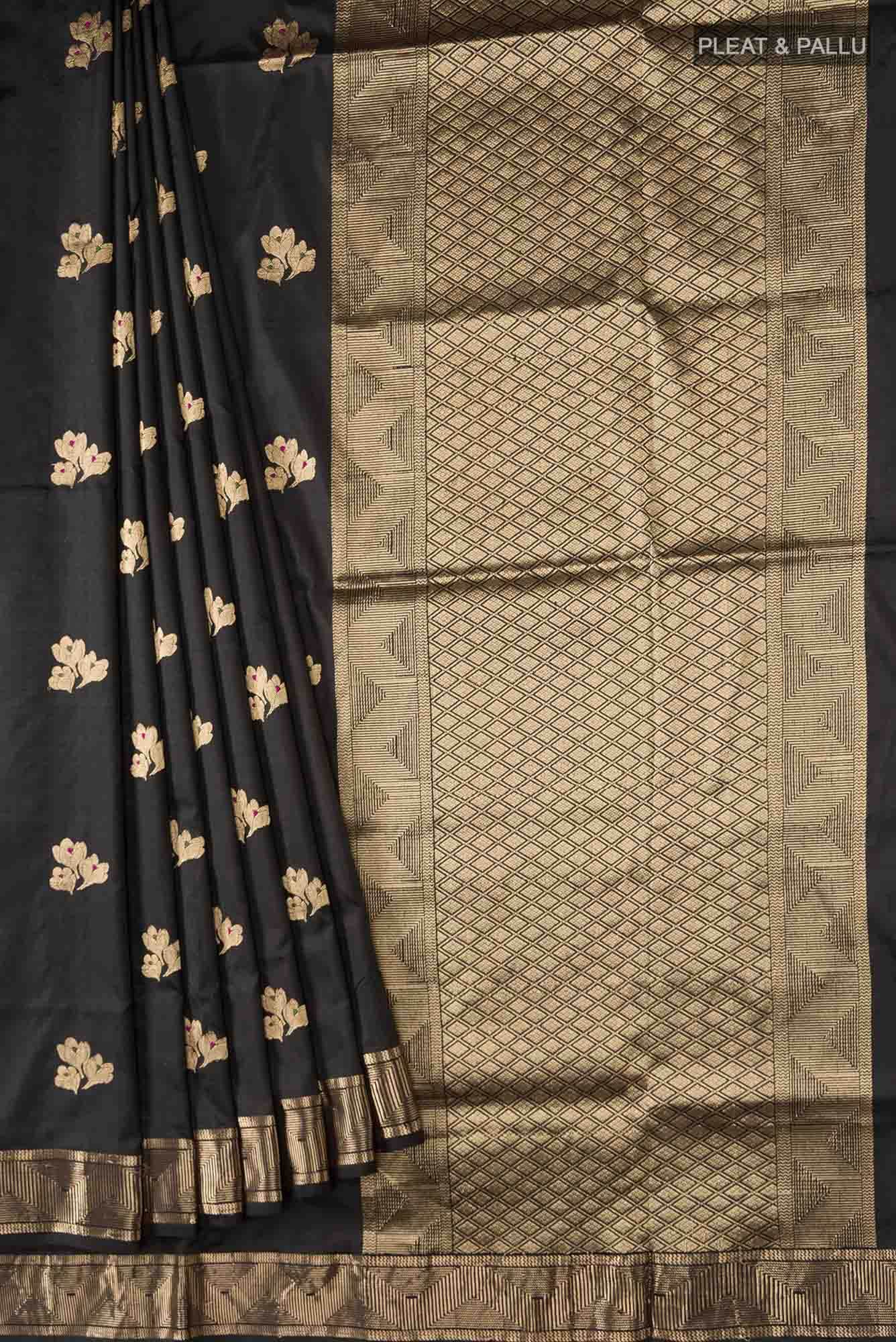 Black Banarasi Katan Silk Saree