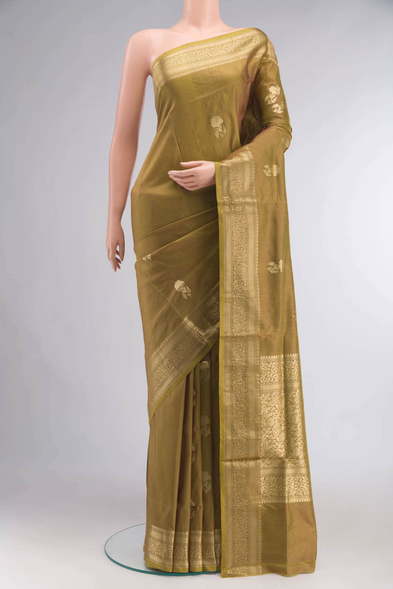 Green Banarasi Katan Silk Saree